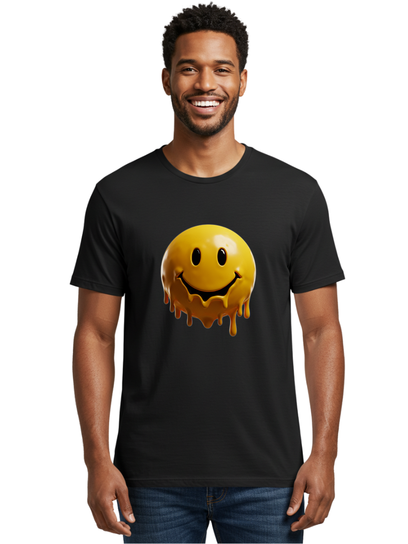 Melting-Smiley-3 Men'S Graphic Tee, 100% Cotton, Comfortable Casual Summer Wear, Machine Washable, Vintage Camera, Old Camera, Antique Camera, Black Camera, Classic Photography, Photography Equipment, Nostalgic Device, Film Camera, Camera Art Bam870
