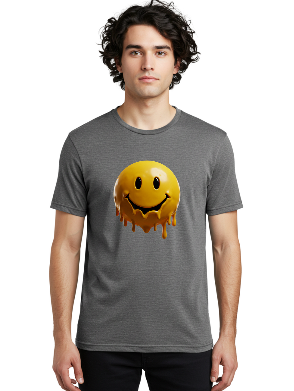 Melting-Smiley-3 Men'S Graphic Tee, 100% Cotton, Comfortable Casual Summer Wear, Machine Washable, Vintage Camera, Old Camera, Antique Camera, Black Camera, Classic Photography, Photography Equipment, Nostalgic Device, Film Camera, Camera Art Bam870
