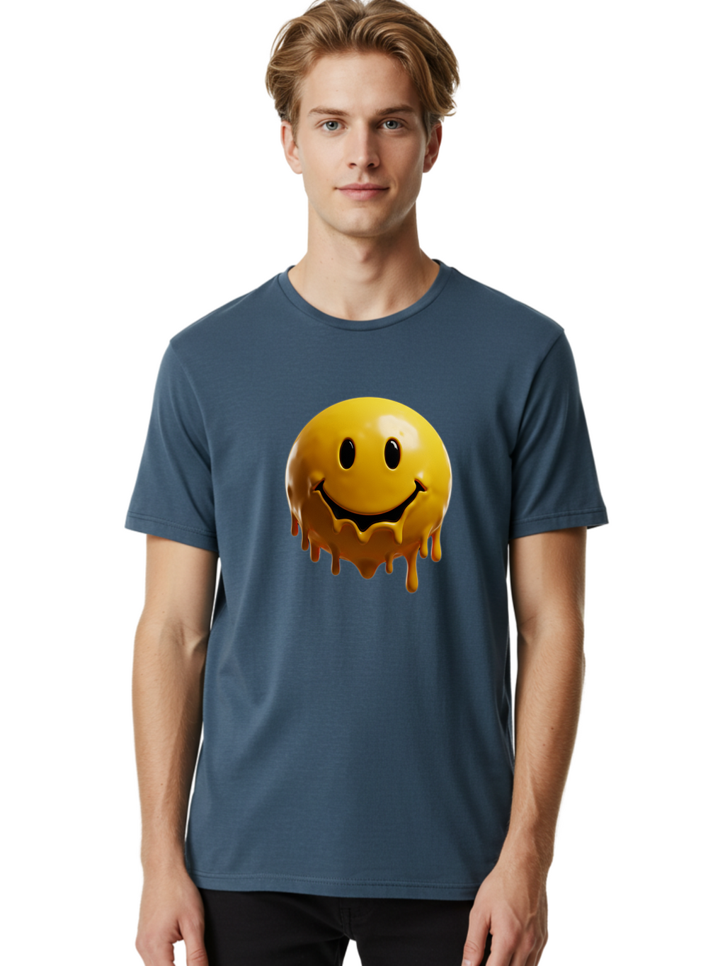 Melting-Smiley-3 Men'S Graphic Tee, 100% Cotton, Comfortable Casual Summer Wear, Machine Washable, Vintage Camera, Old Camera, Antique Camera, Black Camera, Classic Photography, Photography Equipment, Nostalgic Device, Film Camera, Camera Art Bam870
