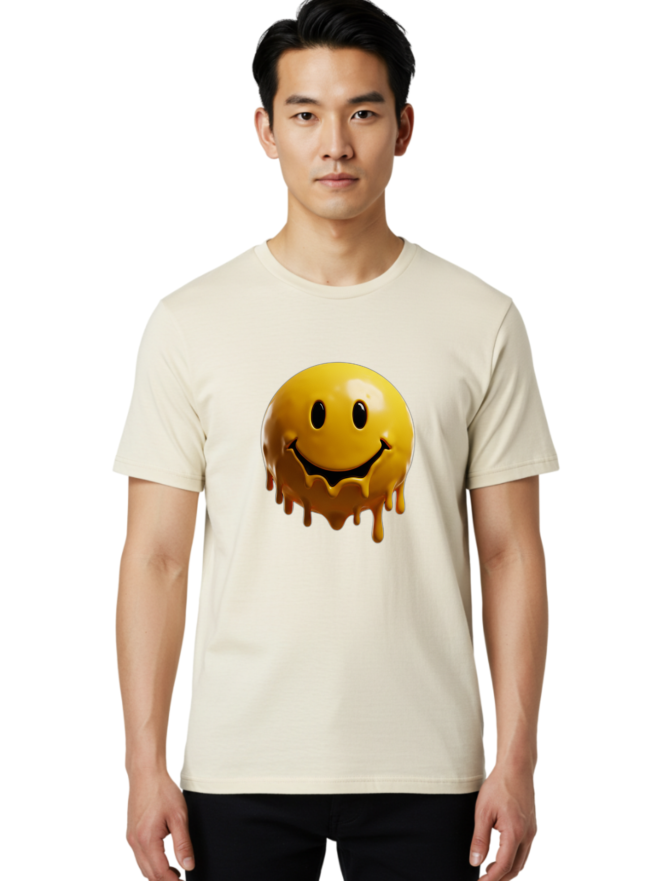 Melting-Smiley-3 Men'S Graphic Tee, 100% Cotton, Comfortable Casual Summer Wear, Machine Washable, Vintage Camera, Old Camera, Antique Camera, Black Camera, Classic Photography, Photography Equipment, Nostalgic Device, Film Camera, Camera Art Bam870