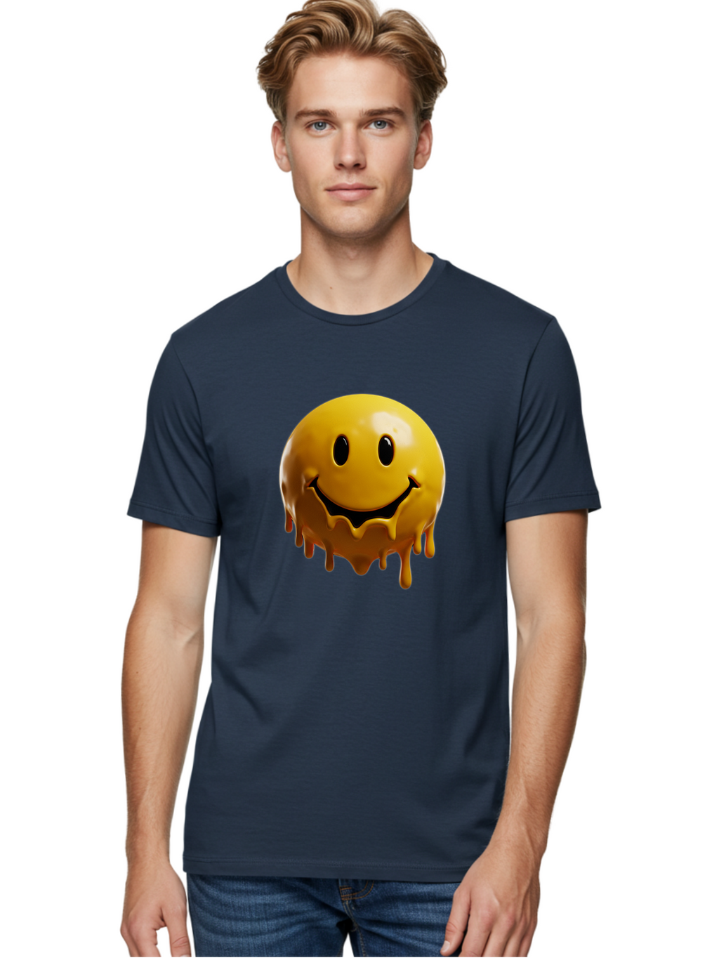 Melting-Smiley-3 Men'S Graphic Tee, 100% Cotton, Comfortable Casual Summer Wear, Machine Washable, Vintage Camera, Old Camera, Antique Camera, Black Camera, Classic Photography, Photography Equipment, Nostalgic Device, Film Camera, Camera Art Bam870