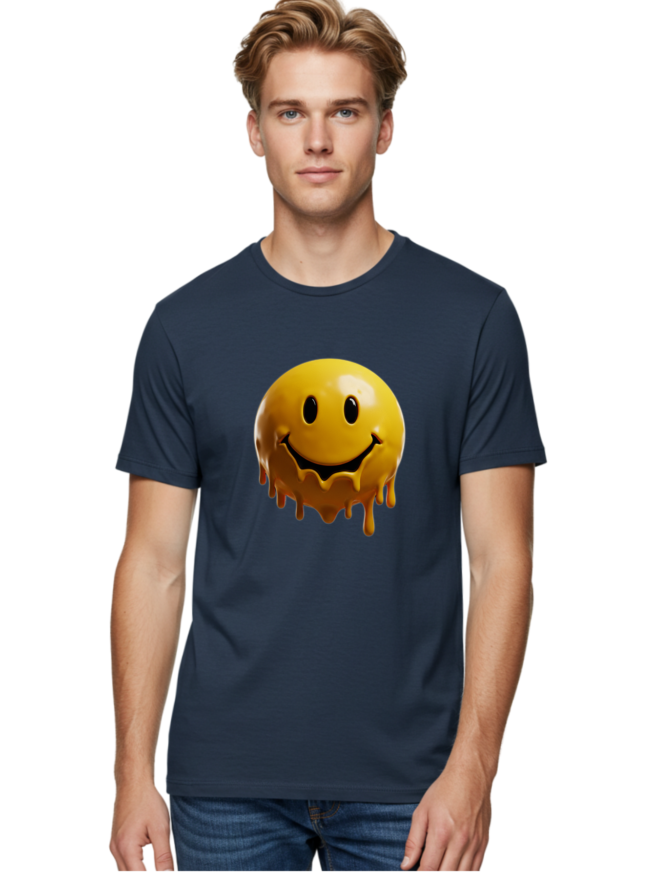 Melting-Smiley-3 Men'S Graphic Tee, 100% Cotton, Comfortable Casual Summer Wear, Machine Washable, Vintage Camera, Old Camera, Antique Camera, Black Camera, Classic Photography, Photography Equipment, Nostalgic Device, Film Camera, Camera Art Bam870