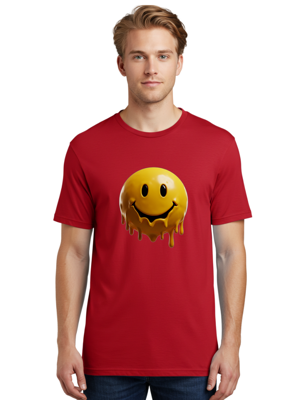 Melting-Smiley-3 Men'S Graphic Tee, 100% Cotton, Comfortable Casual Summer Wear, Machine Washable, Vintage Camera, Old Camera, Antique Camera, Black Camera, Classic Photography, Photography Equipment, Nostalgic Device, Film Camera, Camera Art Bam870