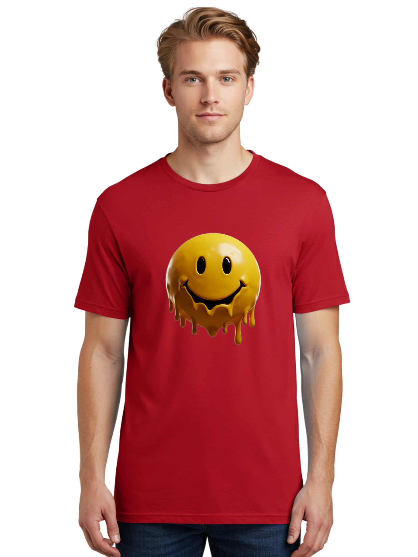 Melting-Smiley-3 Men'S Graphic Tee, 100% Cotton, Comfortable Casual Summer Wear, Machine Washable, Vintage Camera, Old Camera, Antique Camera, Black Camera, Classic Photography, Photography Equipment, Nostalgic Device, Film Camera, Camera Art Bam870