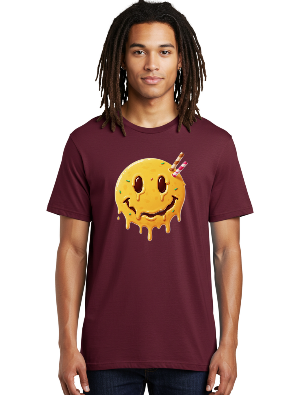 Melting-Smiley-Face-1 Men'S Graphic Tee, 100% Cotton, Comfortable Casual Summer Wear, Machine Washable, Vintage Camera, Old Camera, Antique Camera, Black Camera, Classic Photography, Photography Equipment, Nostalgic Device, Film Camera, Bam871