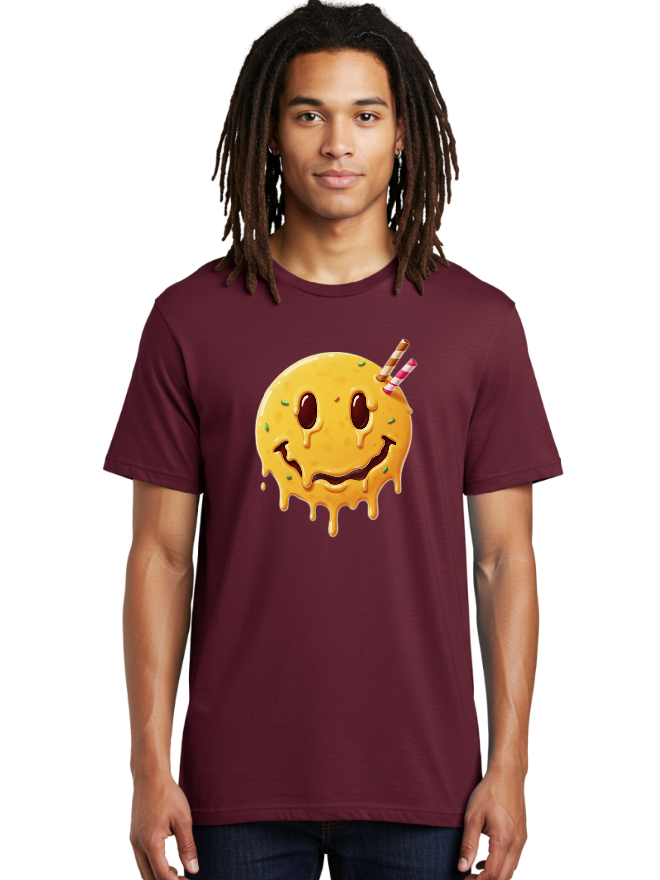Melting-Smiley-Face-1 Men'S Graphic Tee, 100% Cotton, Comfortable Casual Summer Wear, Machine Washable, Vintage Camera, Old Camera, Antique Camera, Black Camera, Classic Photography, Photography Equipment, Nostalgic Device, Film Camera, Bam871