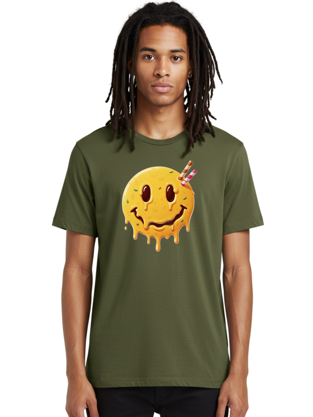 Melting-Smiley-Face-1 Men'S Graphic Tee, 100% Cotton, Comfortable Casual Summer Wear, Machine Washable, Vintage Camera, Old Camera, Antique Camera, Black Camera, Classic Photography, Photography Equipment, Nostalgic Device, Film Camera, Bam871
