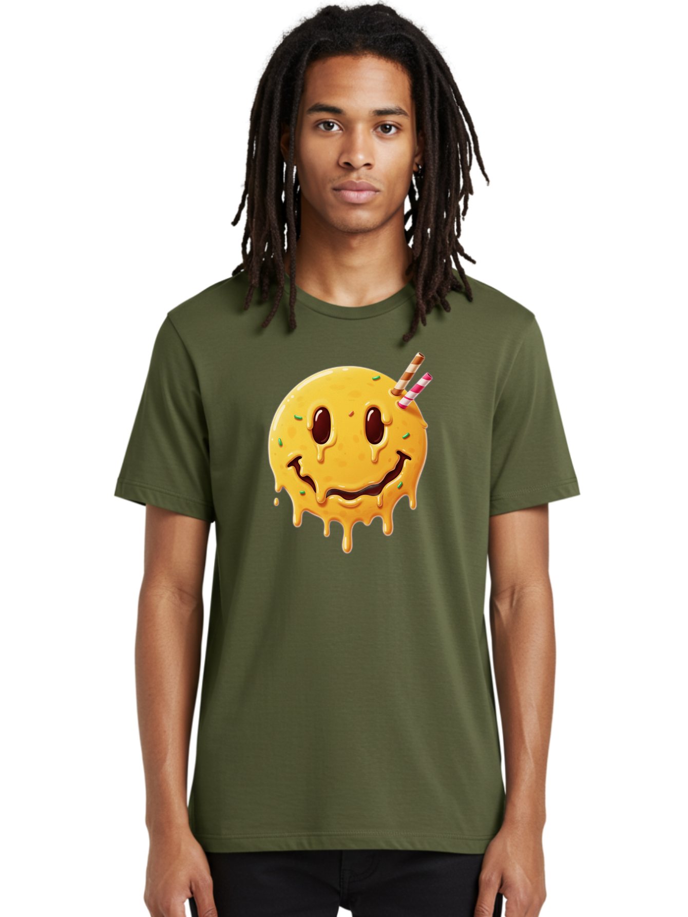 Melting-Smiley-Face-1 Men'S Graphic Tee, 100% Cotton, Comfortable Casual Summer Wear, Machine Washable, Vintage Camera, Old Camera, Antique Camera, Black Camera, Classic Photography, Photography Equipment, Nostalgic Device, Film Camera, Bam871