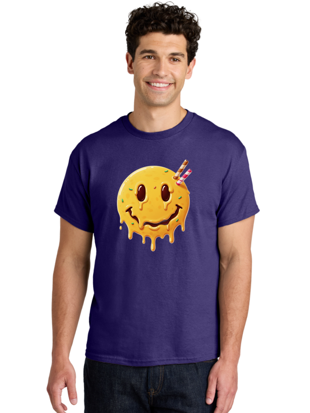 Melting-Smiley-Face-1 Men'S Graphic Tee, 100% Cotton, Comfortable Casual Summer Wear, Machine Washable, Vintage Camera, Old Camera, Antique Camera, Black Camera, Classic Photography, Photography Equipment, Nostalgic Device, Film Camera, Bam871