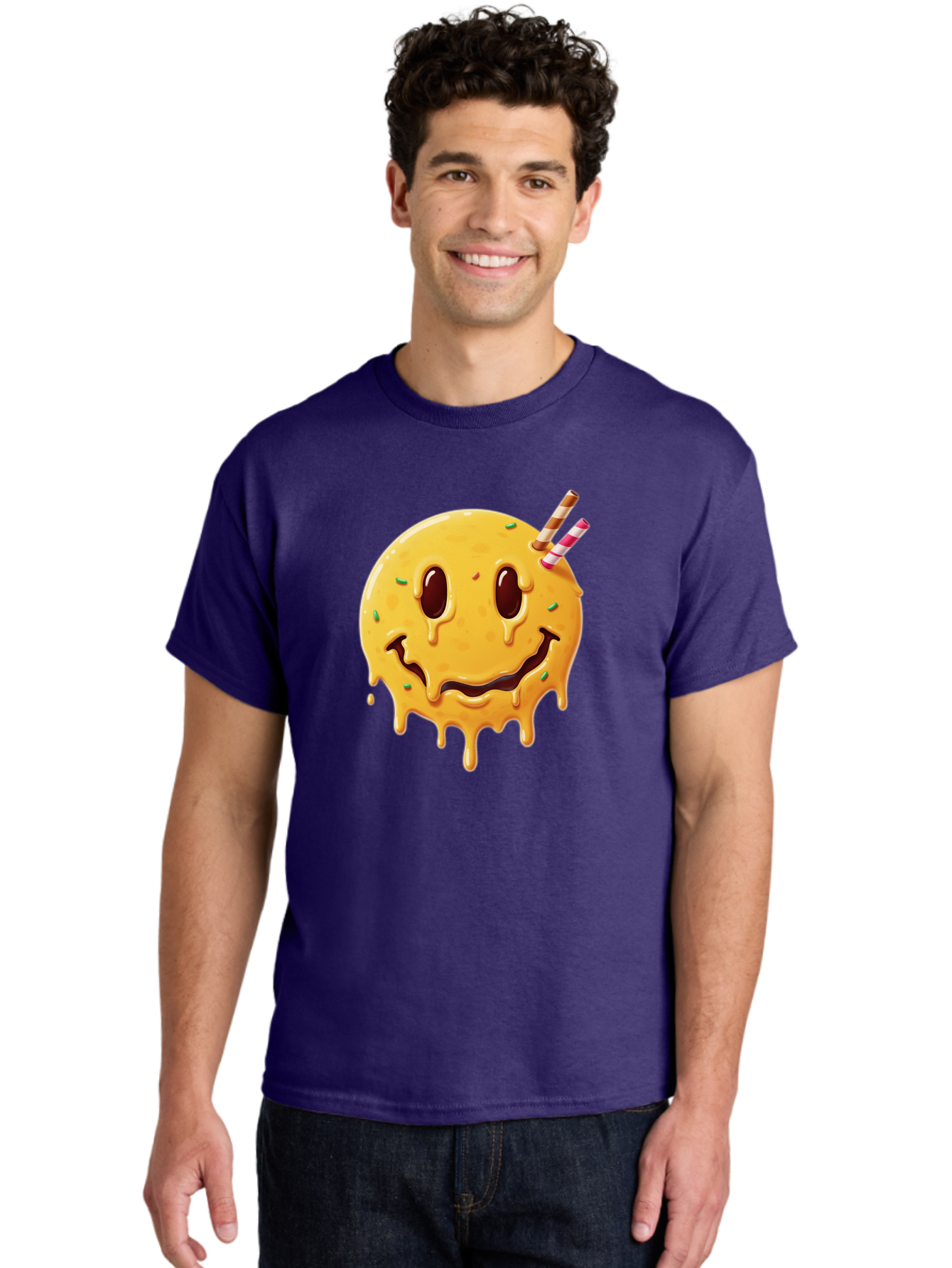 Melting-Smiley-Face-1 Men'S Graphic Tee, 100% Cotton, Comfortable Casual Summer Wear, Machine Washable, Vintage Camera, Old Camera, Antique Camera, Black Camera, Classic Photography, Photography Equipment, Nostalgic Device, Film Camera, Bam871