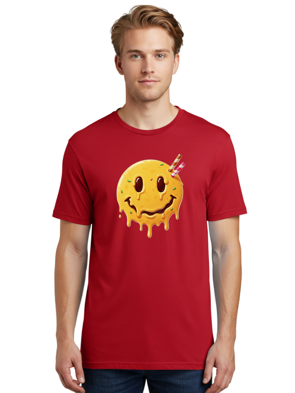 Melting-Smiley-Face-1 Men'S Graphic Tee, 100% Cotton, Comfortable Casual Summer Wear, Machine Washable, Vintage Camera, Old Camera, Antique Camera, Black Camera, Classic Photography, Photography Equipment, Nostalgic Device, Film Camera, Bam871