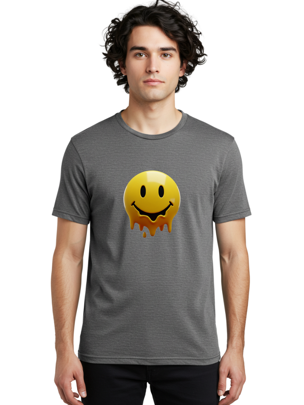 Melting-Smiley-Face Men'S Graphic Tee, 100% Cotton, Comfortable Casual Summer Wear, Machine Washable, Vintage Camera, Old Camera, Antique Camera, Black Camera, Classic Photography, Photography Equipment, Nostalgic Device, Film Camera, Bam872