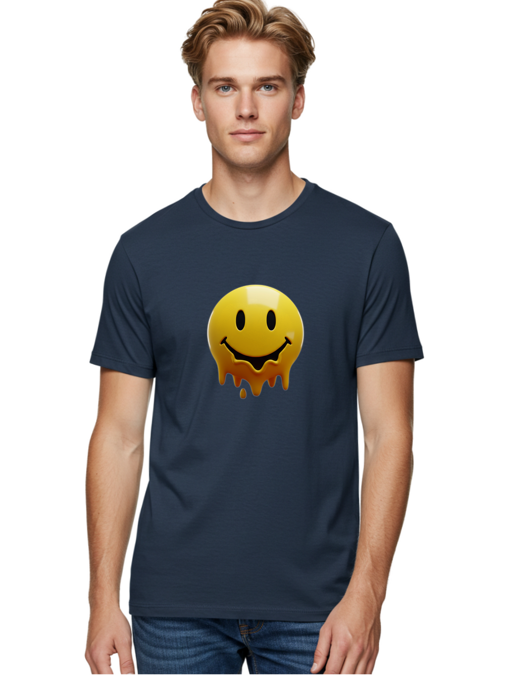 Melting-Smiley-Face Men'S Graphic Tee, 100% Cotton, Comfortable Casual Summer Wear, Machine Washable, Vintage Camera, Old Camera, Antique Camera, Black Camera, Classic Photography, Photography Equipment, Nostalgic Device, Film Camera, Bam872
