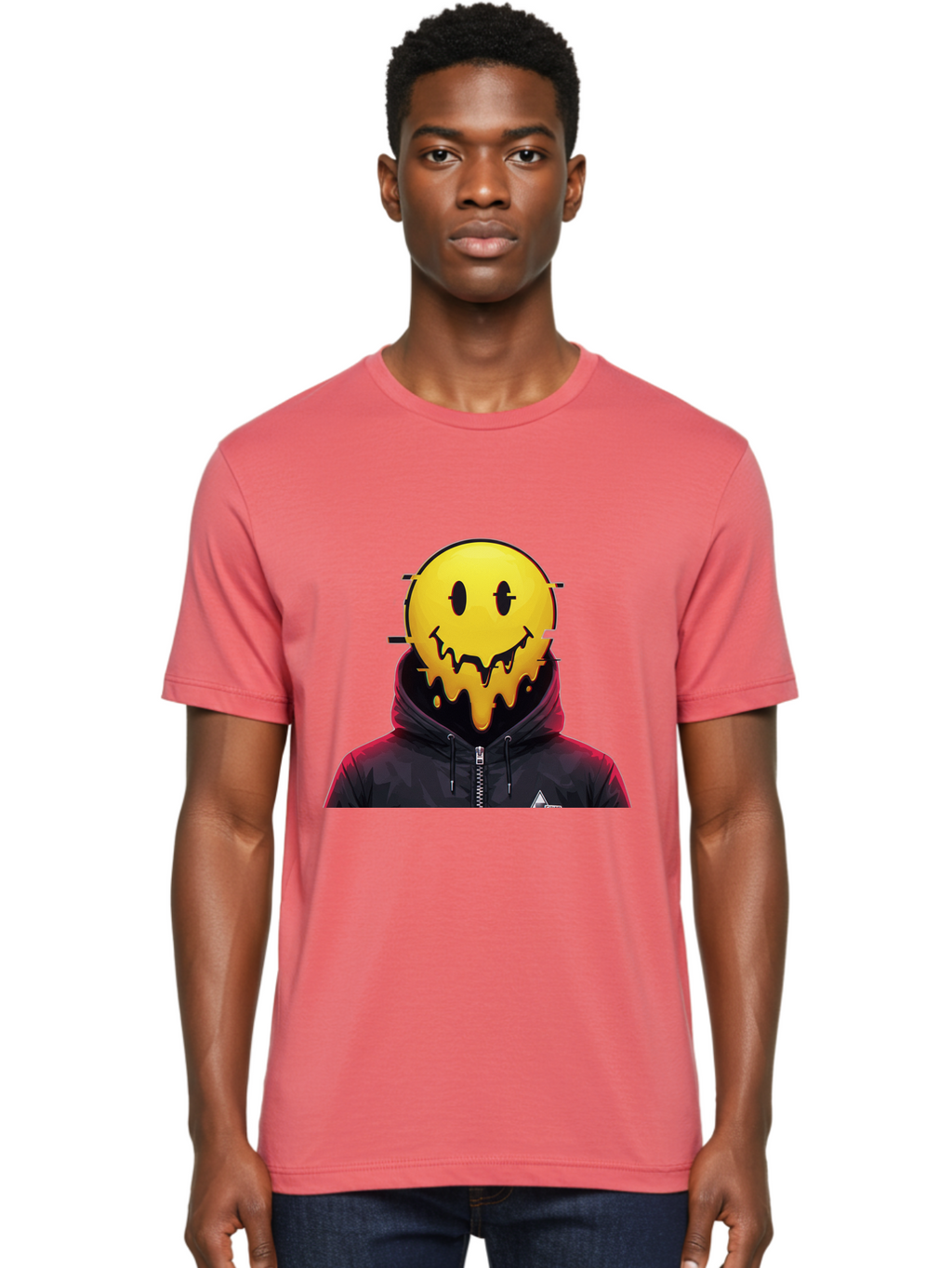 Melting-Smiley-Hoodie Men'S Graphic Tee, 100% Cotton, Comfortable Casual Summer Wear, Machine Washable, Vintage Camera, Old Camera, Antique Camera, Black Camera, Classic Photography, Photography Equipment, Nostalgic Device, Film Camera, Bam873