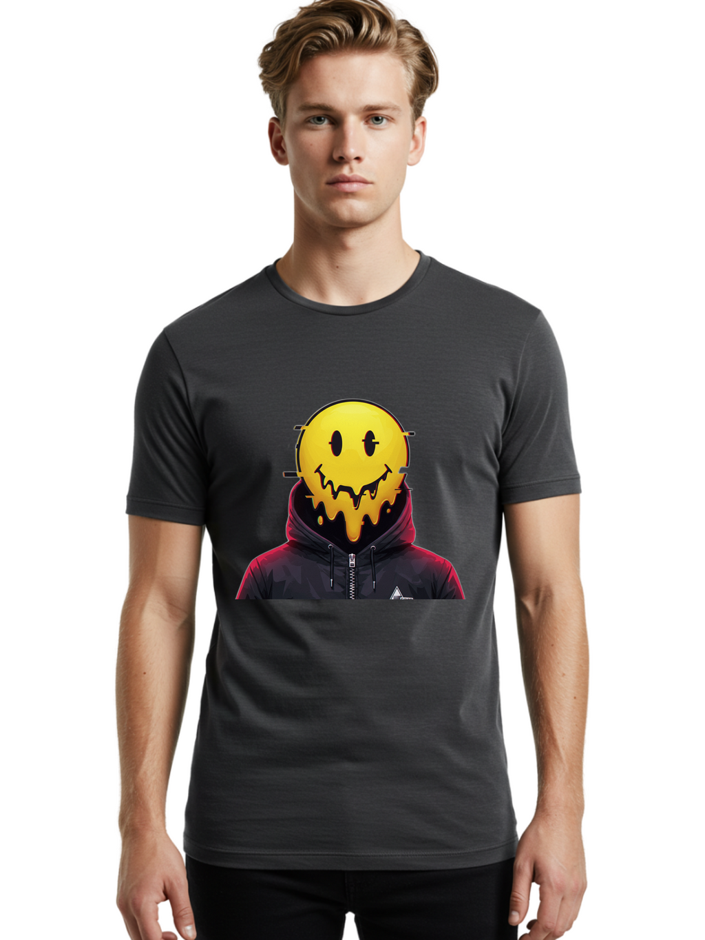 Melting-Smiley-Hoodie Men'S Graphic Tee, 100% Cotton, Comfortable Casual Summer Wear, Machine Washable, Vintage Camera, Old Camera, Antique Camera, Black Camera, Classic Photography, Photography Equipment, Nostalgic Device, Film Camera, Bam873
