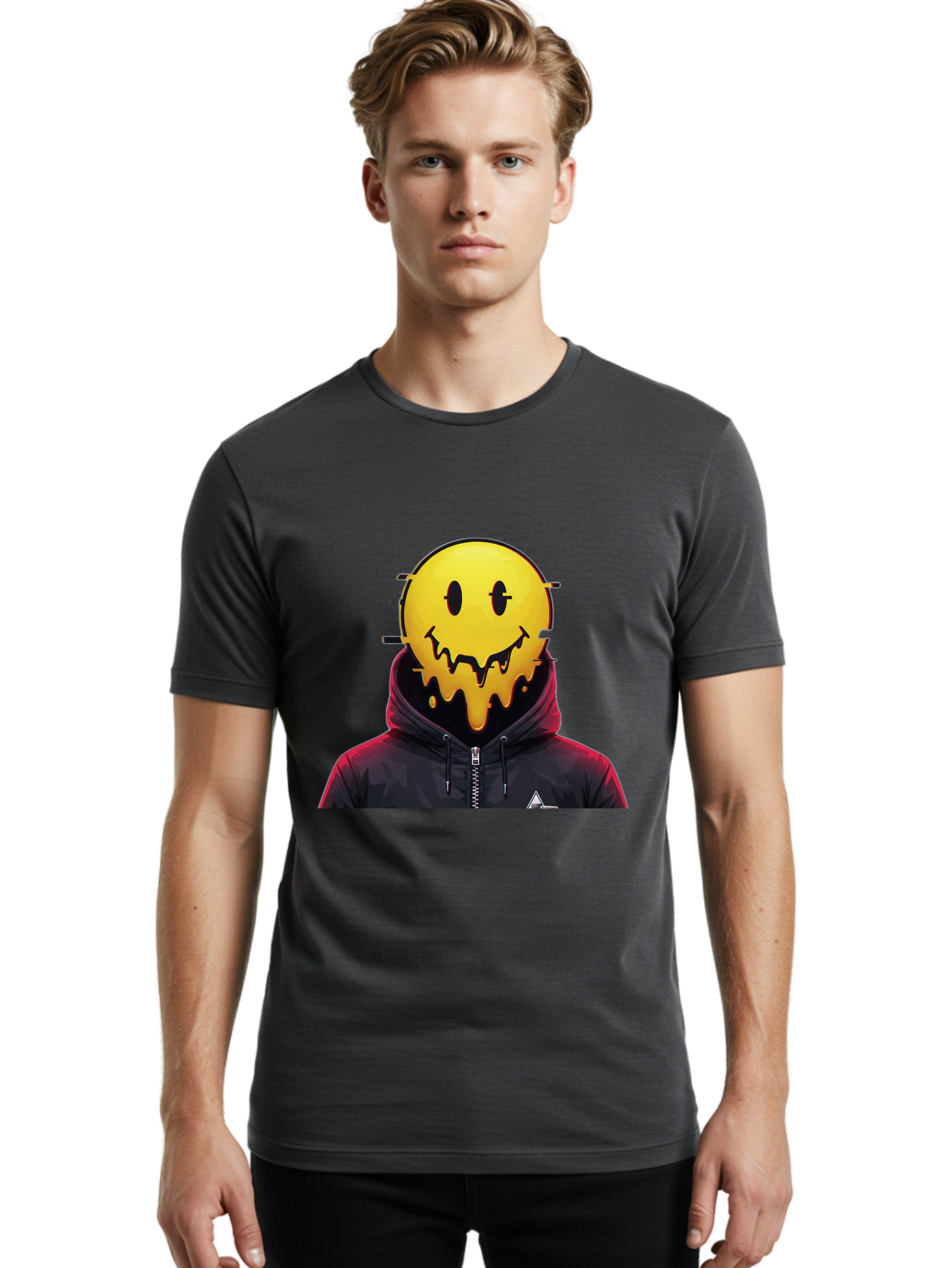 Melting-Smiley-Hoodie Men'S Graphic Tee, 100% Cotton, Comfortable Casual Summer Wear, Machine Washable, Vintage Camera, Old Camera, Antique Camera, Black Camera, Classic Photography, Photography Equipment, Nostalgic Device, Film Camera, Bam873