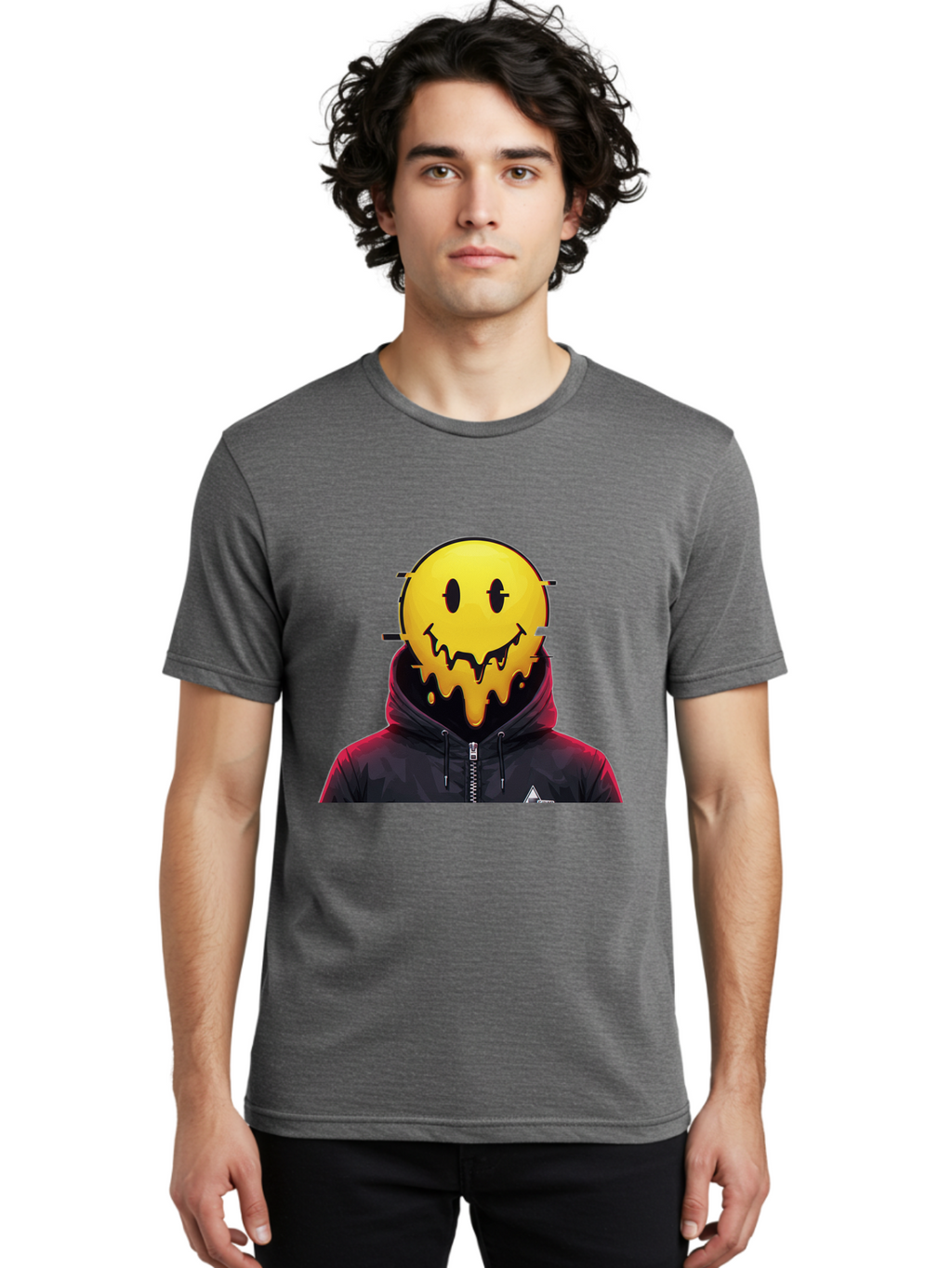 Melting-Smiley-Hoodie Men'S Graphic Tee, 100% Cotton, Comfortable Casual Summer Wear, Machine Washable, Vintage Camera, Old Camera, Antique Camera, Black Camera, Classic Photography, Photography Equipment, Nostalgic Device, Film Camera, Bam873