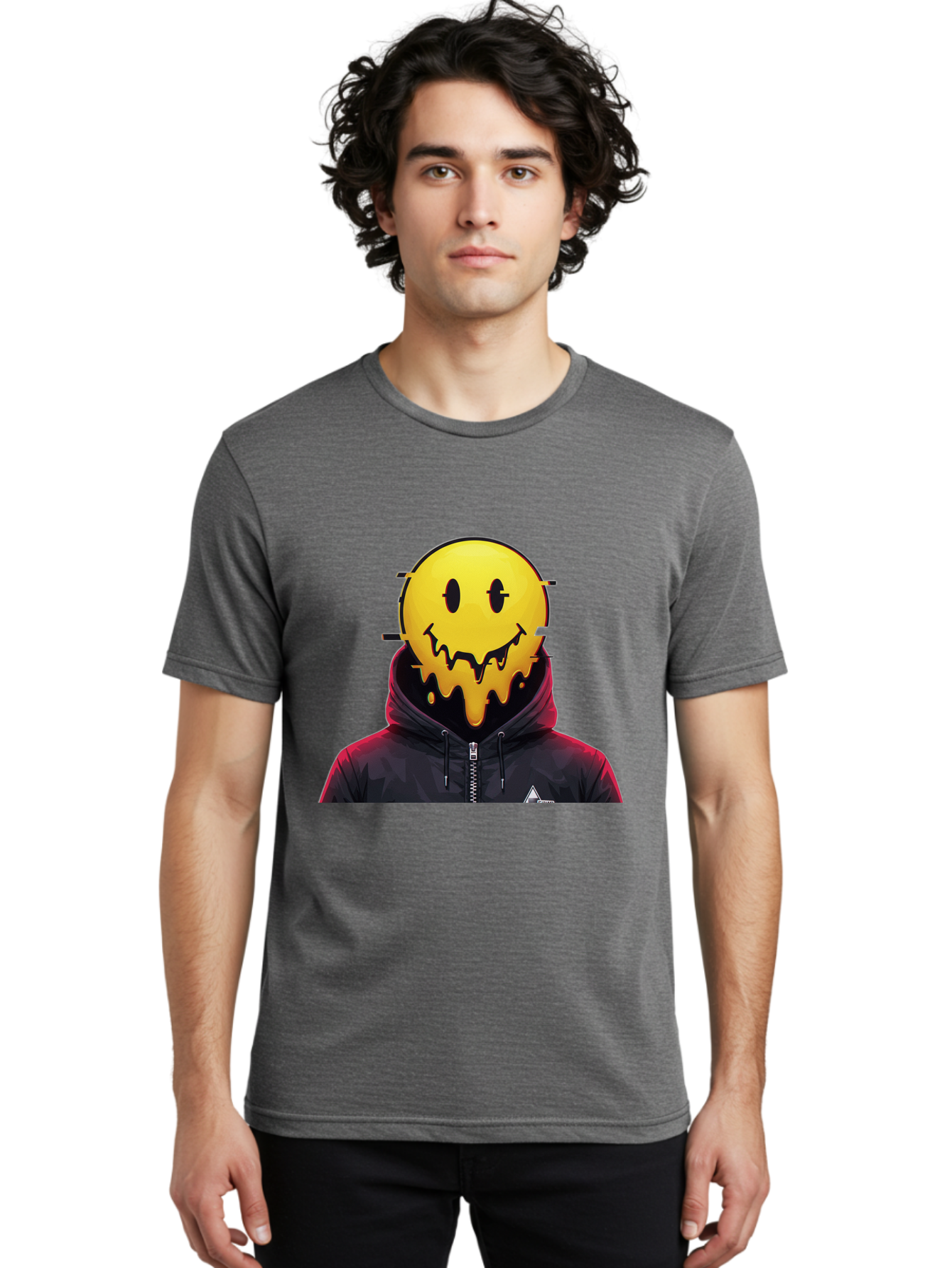 Melting-Smiley-Hoodie Men'S Graphic Tee, 100% Cotton, Comfortable Casual Summer Wear, Machine Washable, Vintage Camera, Old Camera, Antique Camera, Black Camera, Classic Photography, Photography Equipment, Nostalgic Device, Film Camera, Bam873