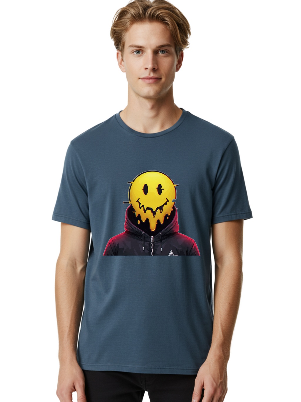Melting-Smiley-Hoodie Men'S Graphic Tee, 100% Cotton, Comfortable Casual Summer Wear, Machine Washable, Vintage Camera, Old Camera, Antique Camera, Black Camera, Classic Photography, Photography Equipment, Nostalgic Device, Film Camera, Bam873