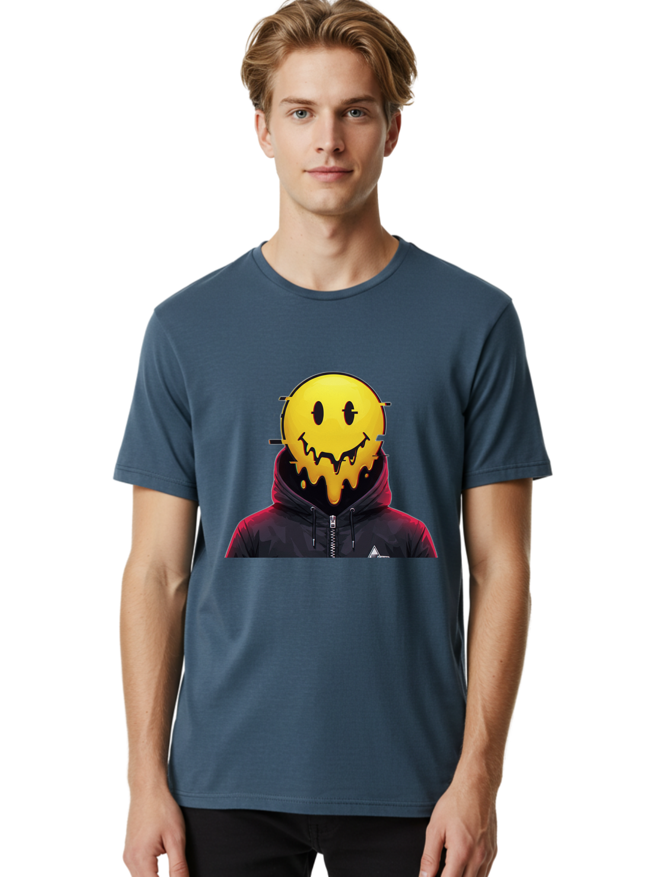 Melting-Smiley-Hoodie Men'S Graphic Tee, 100% Cotton, Comfortable Casual Summer Wear, Machine Washable, Vintage Camera, Old Camera, Antique Camera, Black Camera, Classic Photography, Photography Equipment, Nostalgic Device, Film Camera, Bam873