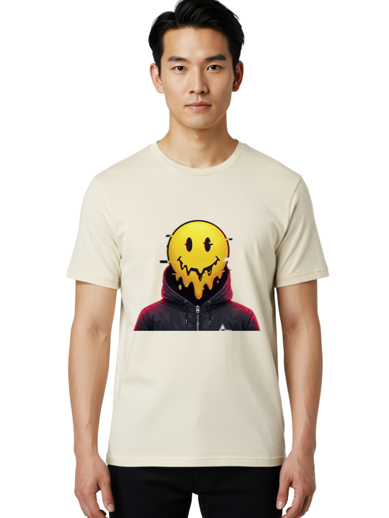 Melting-Smiley-Hoodie Men'S Graphic Tee, 100% Cotton, Comfortable Casual Summer Wear, Machine Washable, Vintage Camera, Old Camera, Antique Camera, Black Camera, Classic Photography, Photography Equipment, Nostalgic Device, Film Camera, Bam873
