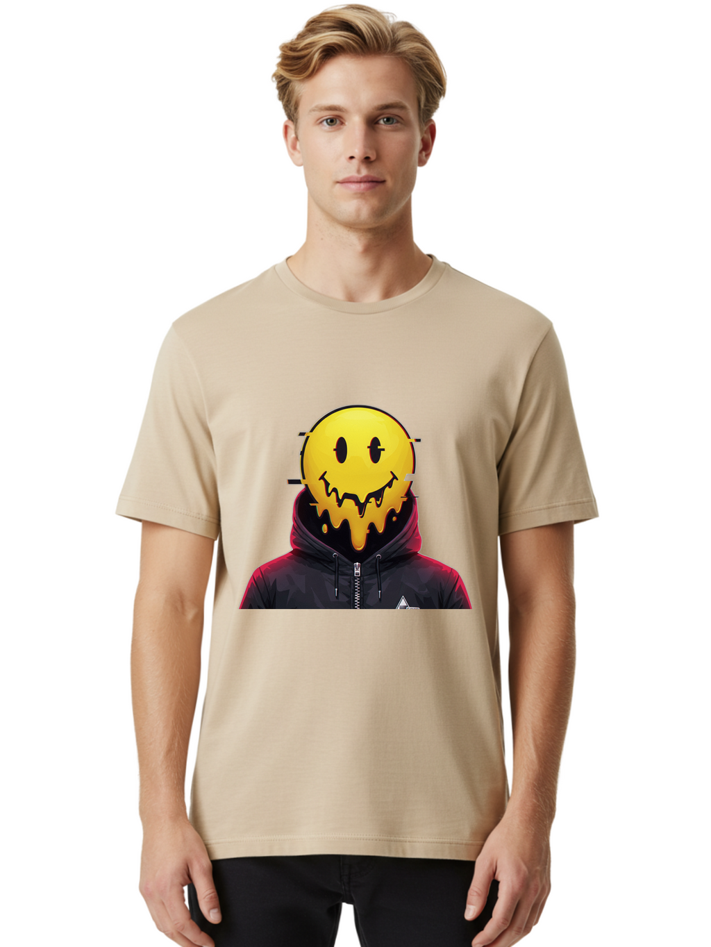 Melting-Smiley-Hoodie Men'S Graphic Tee, 100% Cotton, Comfortable Casual Summer Wear, Machine Washable, Vintage Camera, Old Camera, Antique Camera, Black Camera, Classic Photography, Photography Equipment, Nostalgic Device, Film Camera, Bam873