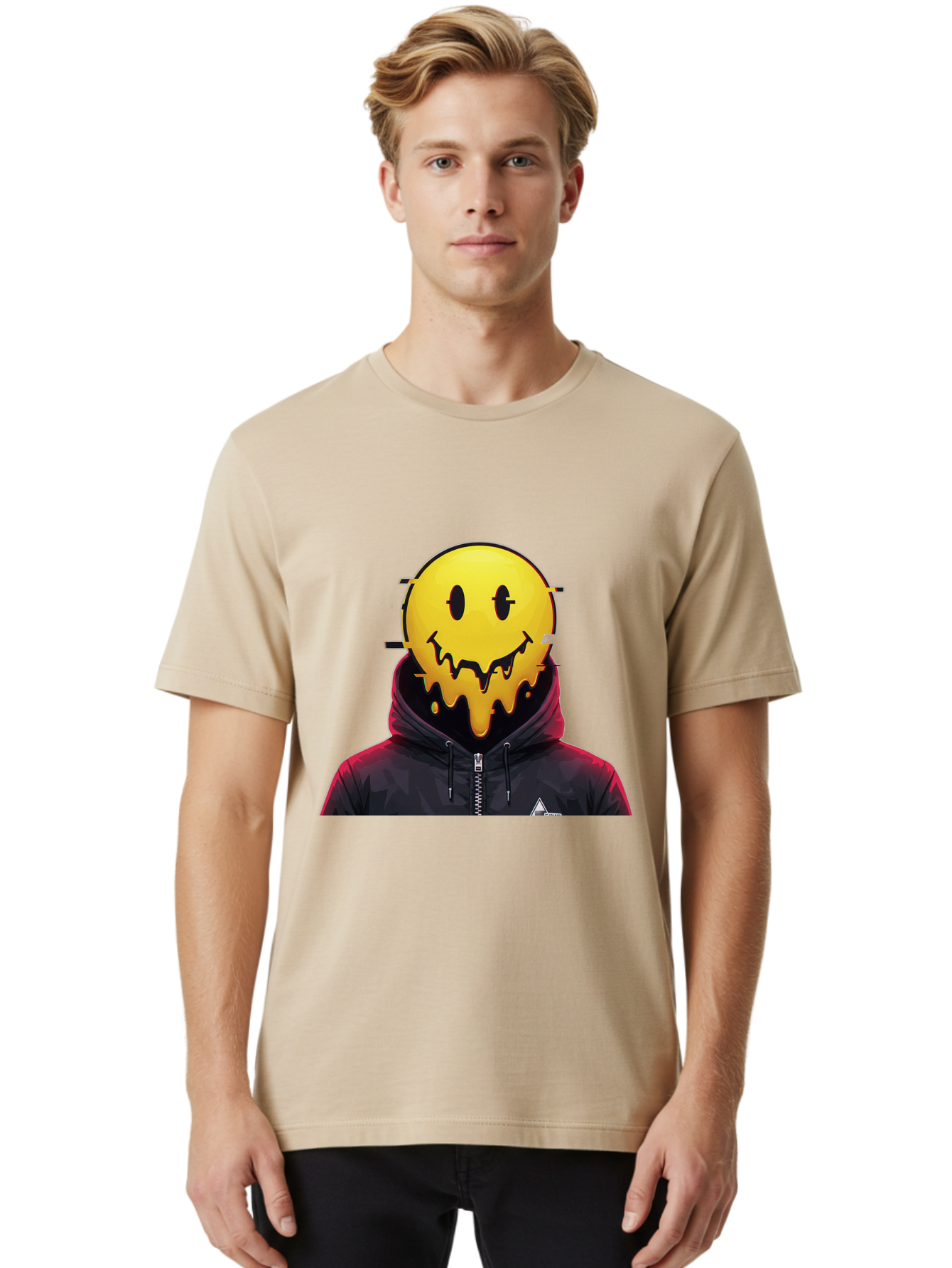 Melting-Smiley-Hoodie Men'S Graphic Tee, 100% Cotton, Comfortable Casual Summer Wear, Machine Washable, Vintage Camera, Old Camera, Antique Camera, Black Camera, Classic Photography, Photography Equipment, Nostalgic Device, Film Camera, Bam873