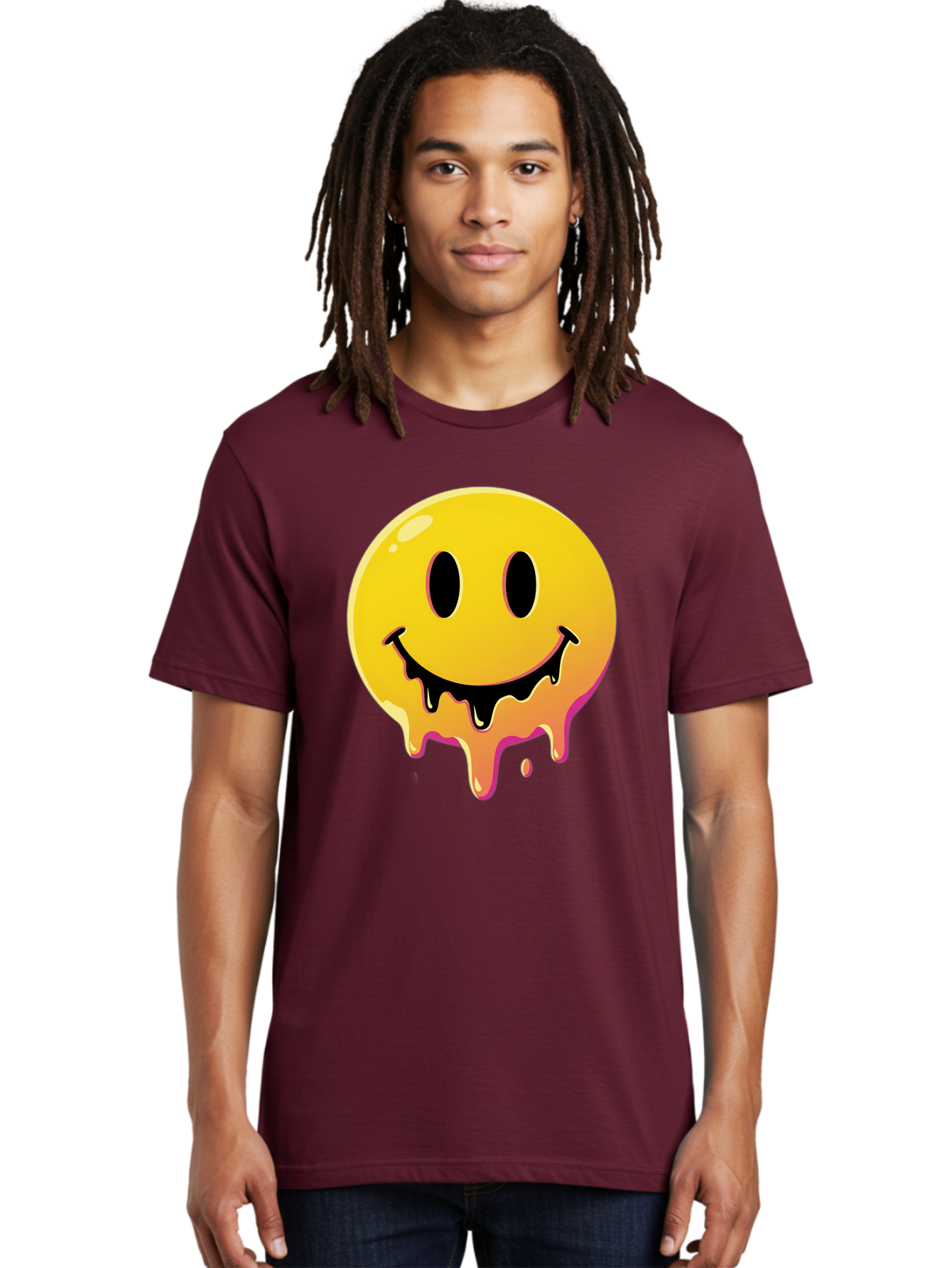 Melting-Smiley Men'S Graphic Tee, 100% Cotton, Comfortable Casual Summer Wear, Machine Washable, Vintage Camera, Old Camera, Antique Camera, Black Camera, Classic Photography, Photography Equipment, Nostalgic Device, Film Camera, Camera Art Bam874