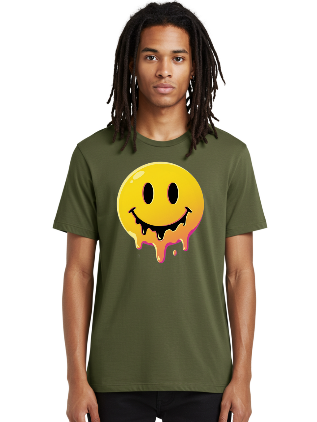 Melting-Smiley Men'S Graphic Tee, 100% Cotton, Comfortable Casual Summer Wear, Machine Washable, Vintage Camera, Old Camera, Antique Camera, Black Camera, Classic Photography, Photography Equipment, Nostalgic Device, Film Camera, Camera Art Bam874