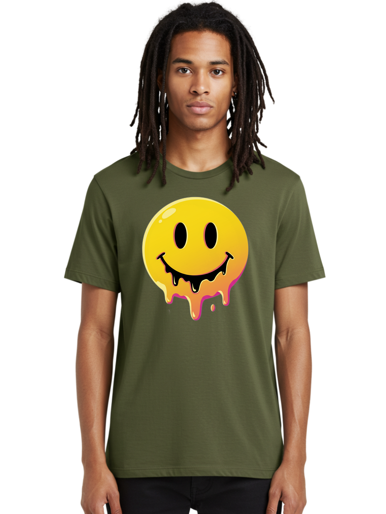 Melting-Smiley Men'S Graphic Tee, 100% Cotton, Comfortable Casual Summer Wear, Machine Washable, Vintage Camera, Old Camera, Antique Camera, Black Camera, Classic Photography, Photography Equipment, Nostalgic Device, Film Camera, Camera Art Bam874
