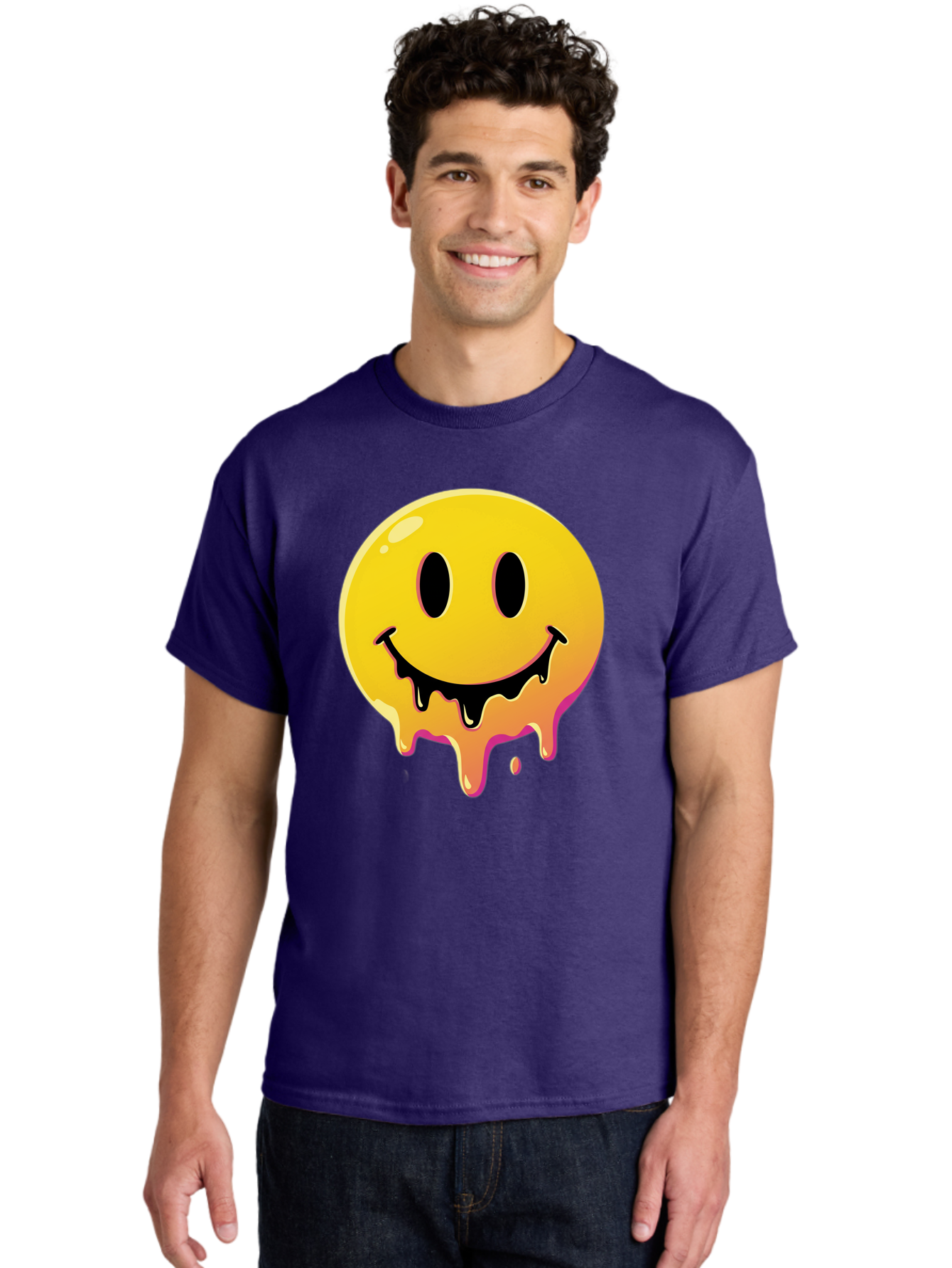 Melting-Smiley Men'S Graphic Tee, 100% Cotton, Comfortable Casual Summer Wear, Machine Washable, Vintage Camera, Old Camera, Antique Camera, Black Camera, Classic Photography, Photography Equipment, Nostalgic Device, Film Camera, Camera Art Bam874
