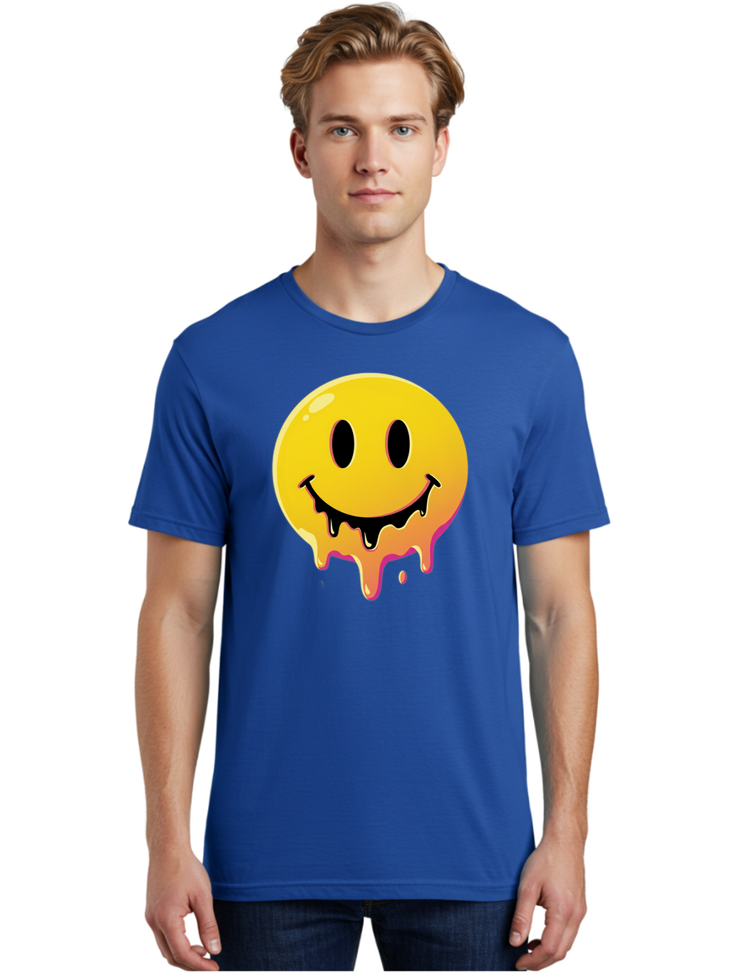 Melting-Smiley Men'S Graphic Tee, 100% Cotton, Comfortable Casual Summer Wear, Machine Washable, Vintage Camera, Old Camera, Antique Camera, Black Camera, Classic Photography, Photography Equipment, Nostalgic Device, Film Camera, Camera Art Bam874
