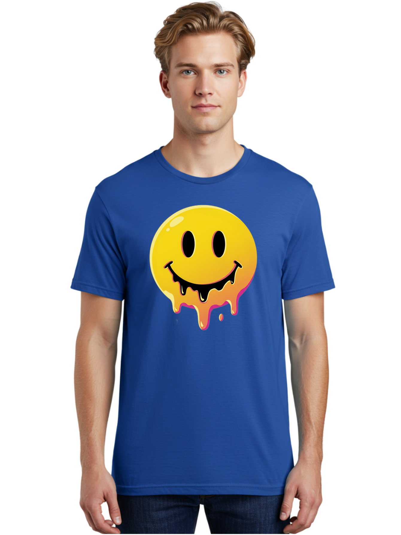 Melting-Smiley Men'S Graphic Tee, 100% Cotton, Comfortable Casual Summer Wear, Machine Washable, Vintage Camera, Old Camera, Antique Camera, Black Camera, Classic Photography, Photography Equipment, Nostalgic Device, Film Camera, Camera Art Bam874