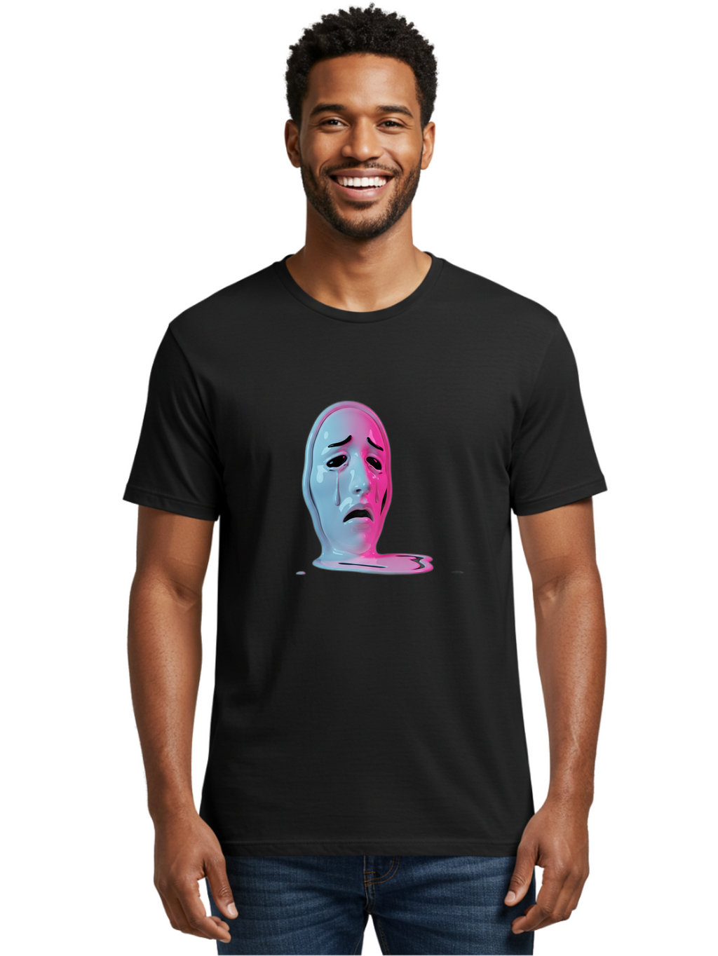 Melting-Tragedy-Mask Men'S Graphic Tee, 100% Cotton, Comfortable Casual Summer Wear, Machine Washable, Vintage Camera, Old Camera, Antique Camera, Black Camera, Classic Photography, Photography Equipment, Nostalgic Device, Film Camera, Bam875
