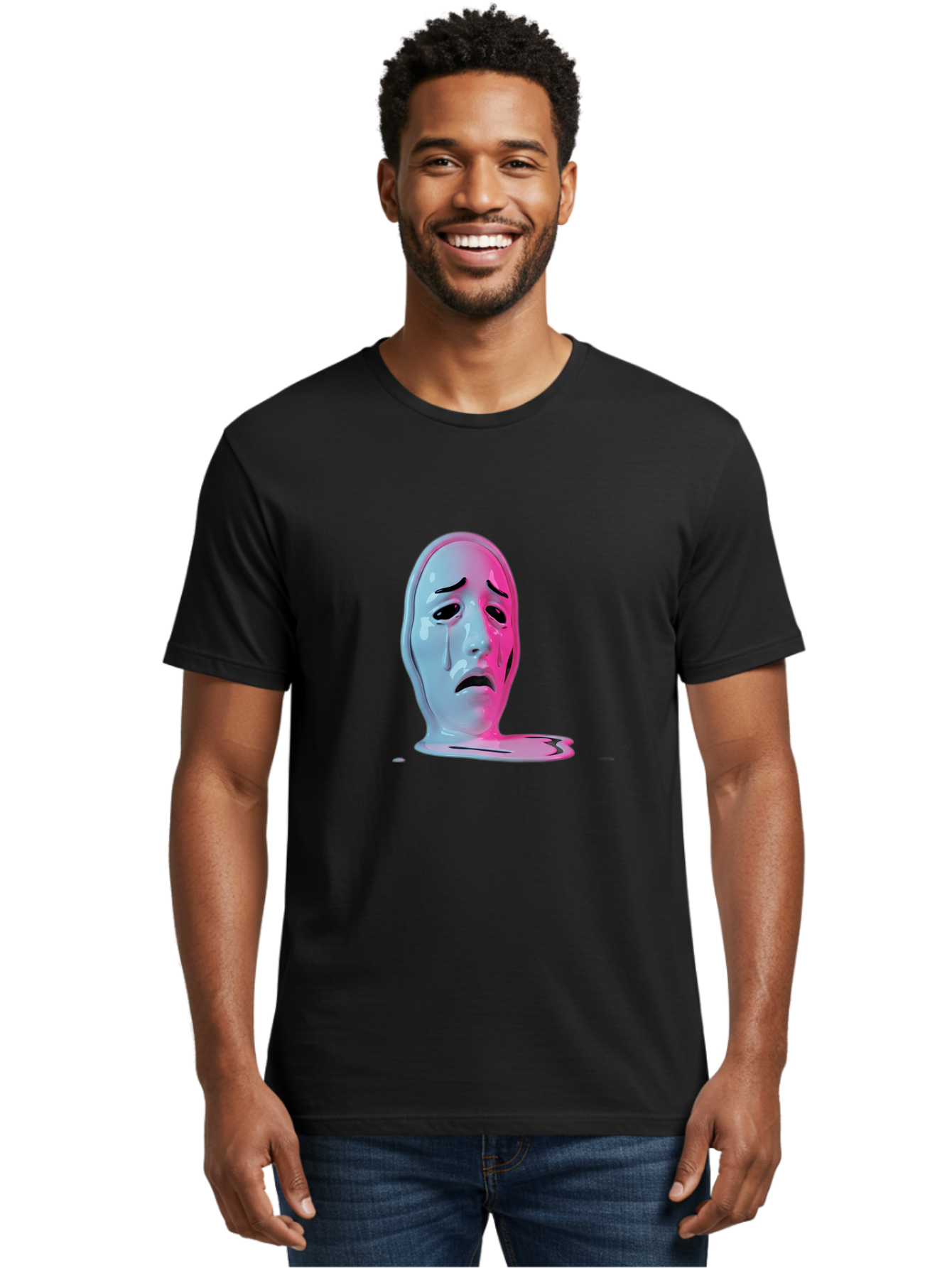 Melting-Tragedy-Mask Men'S Graphic Tee, 100% Cotton, Comfortable Casual Summer Wear, Machine Washable, Vintage Camera, Old Camera, Antique Camera, Black Camera, Classic Photography, Photography Equipment, Nostalgic Device, Film Camera, Bam875