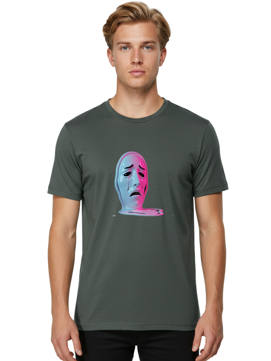 Melting-Tragedy-Mask Men'S Graphic Tee, 100% Cotton, Comfortable Casual Summer Wear, Machine Washable, Vintage Camera, Old Camera, Antique Camera, Black Camera, Classic Photography, Photography Equipment, Nostalgic Device, Film Camera, Bam875