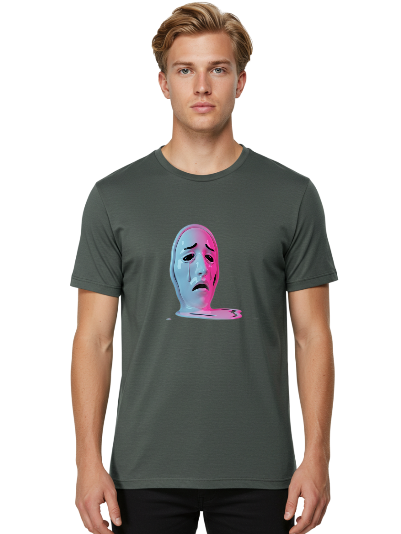 Melting-Tragedy-Mask Men'S Graphic Tee, 100% Cotton, Comfortable Casual Summer Wear, Machine Washable, Vintage Camera, Old Camera, Antique Camera, Black Camera, Classic Photography, Photography Equipment, Nostalgic Device, Film Camera, Bam875