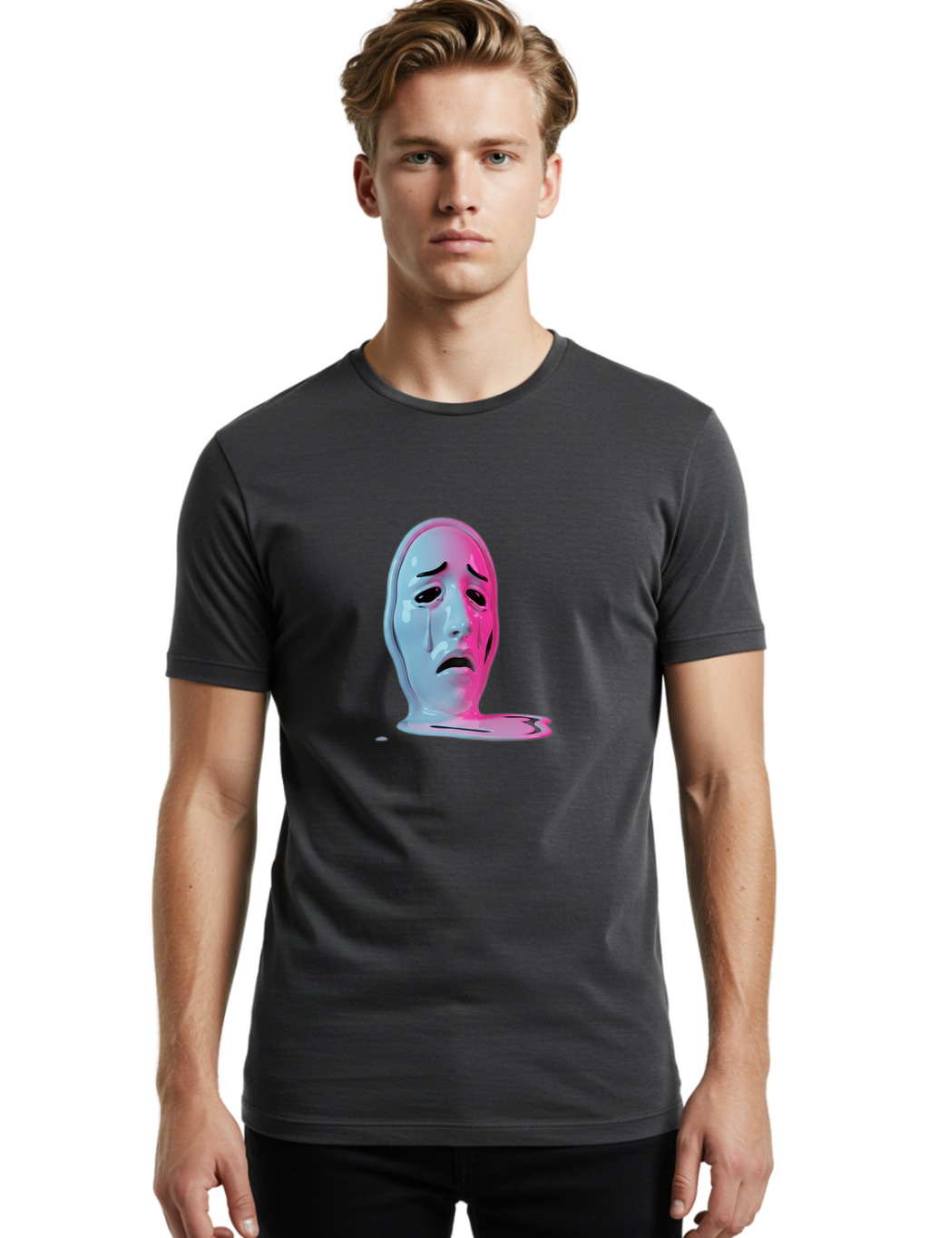 Melting-Tragedy-Mask Men'S Graphic Tee, 100% Cotton, Comfortable Casual Summer Wear, Machine Washable, Vintage Camera, Old Camera, Antique Camera, Black Camera, Classic Photography, Photography Equipment, Nostalgic Device, Film Camera, Bam875