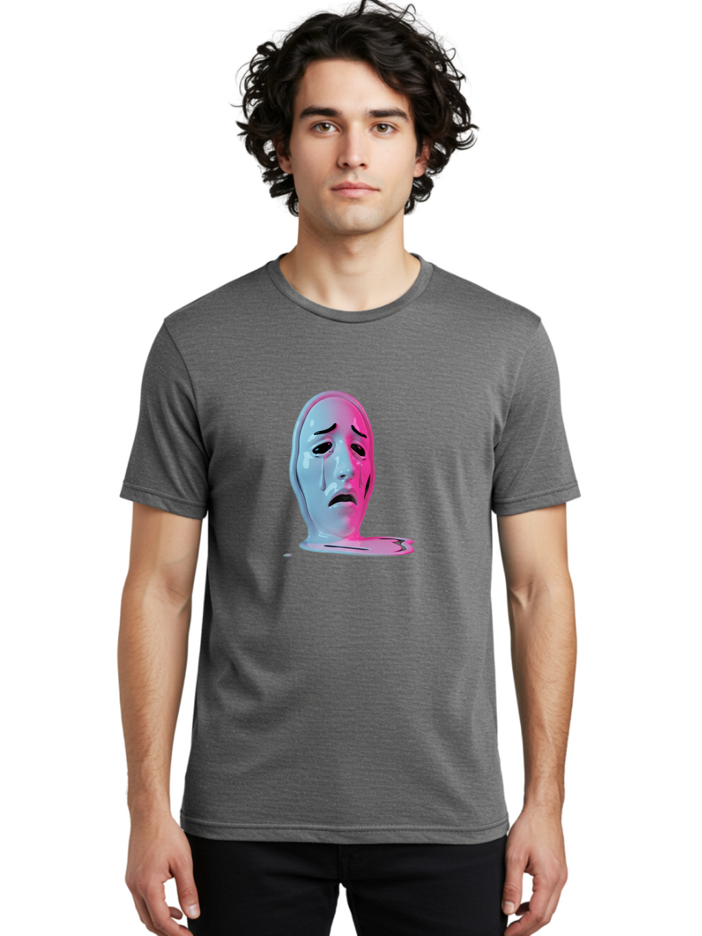 Melting-Tragedy-Mask Men'S Graphic Tee, 100% Cotton, Comfortable Casual Summer Wear, Machine Washable, Vintage Camera, Old Camera, Antique Camera, Black Camera, Classic Photography, Photography Equipment, Nostalgic Device, Film Camera, Bam875