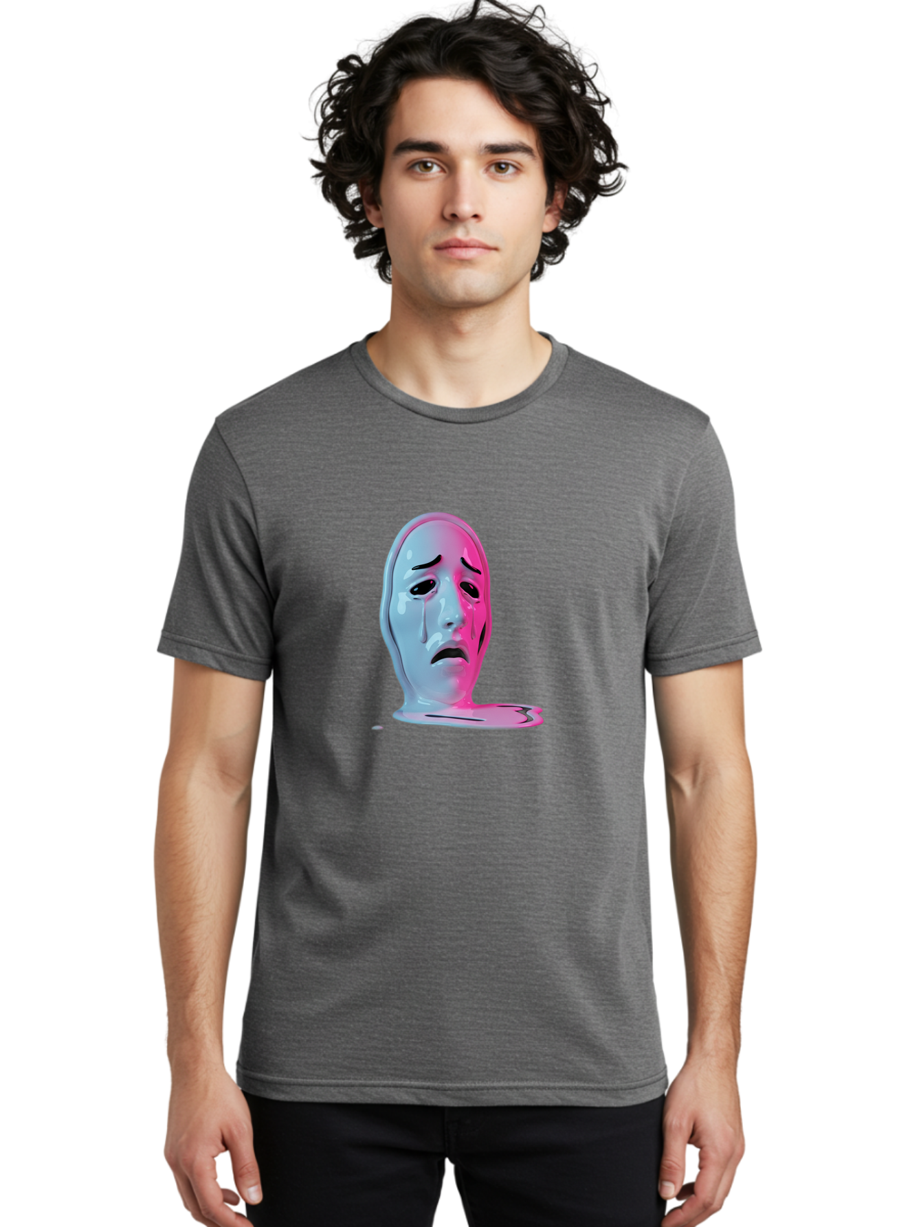 Melting-Tragedy-Mask Men'S Graphic Tee, 100% Cotton, Comfortable Casual Summer Wear, Machine Washable, Vintage Camera, Old Camera, Antique Camera, Black Camera, Classic Photography, Photography Equipment, Nostalgic Device, Film Camera, Bam875