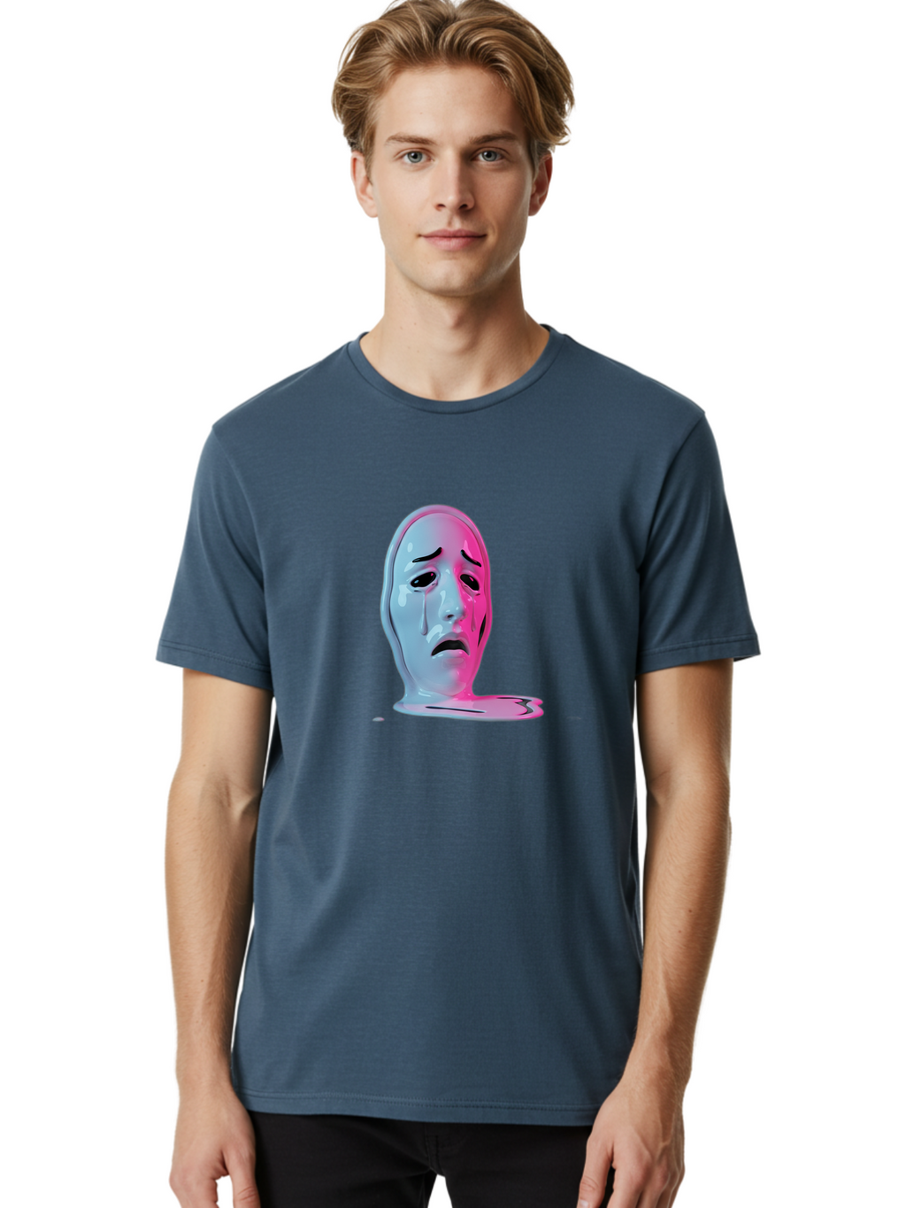 Melting-Tragedy-Mask Men'S Graphic Tee, 100% Cotton, Comfortable Casual Summer Wear, Machine Washable, Vintage Camera, Old Camera, Antique Camera, Black Camera, Classic Photography, Photography Equipment, Nostalgic Device, Film Camera, Bam875