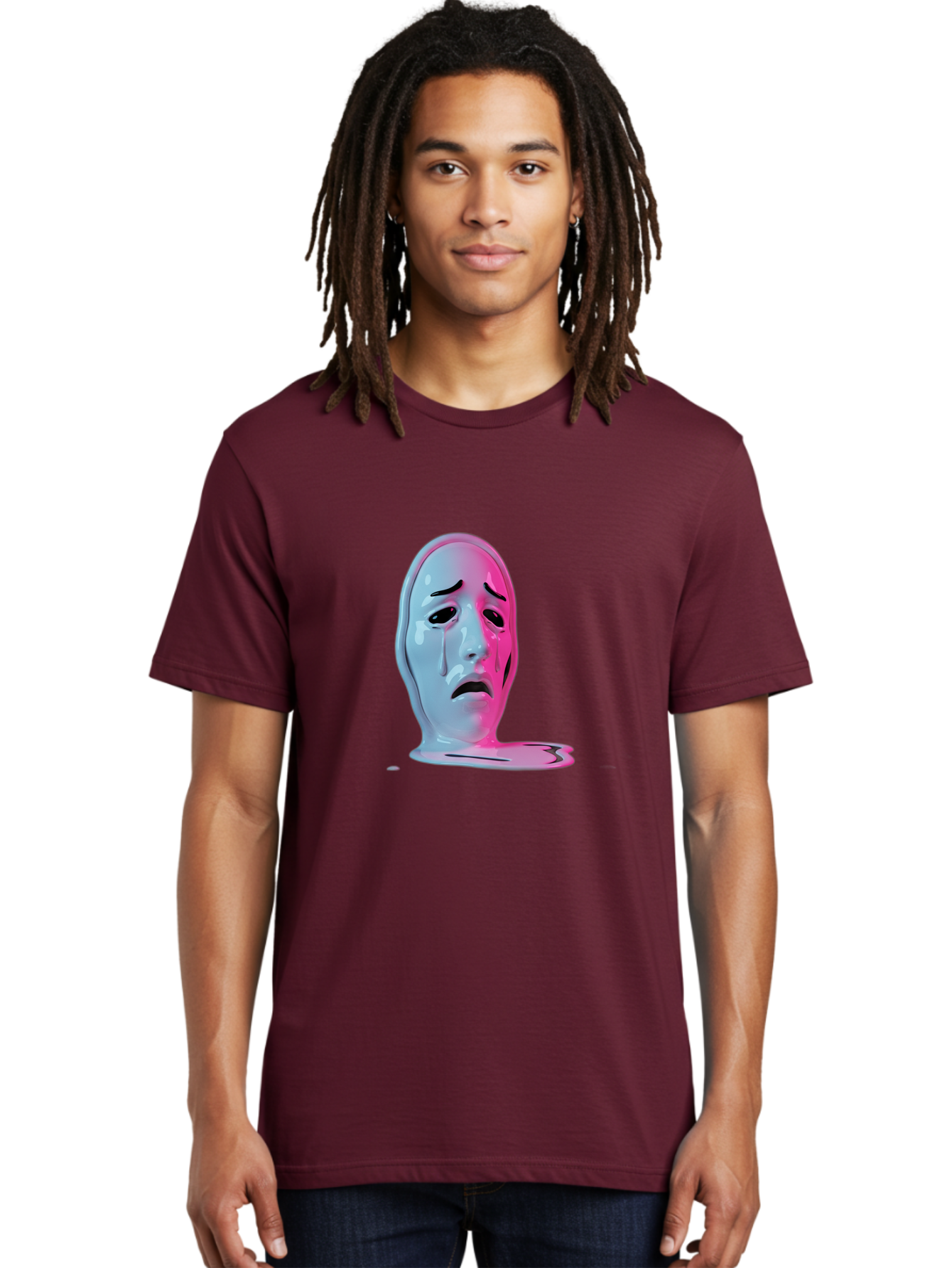 Melting-Tragedy-Mask Men'S Graphic Tee, 100% Cotton, Comfortable Casual Summer Wear, Machine Washable, Vintage Camera, Old Camera, Antique Camera, Black Camera, Classic Photography, Photography Equipment, Nostalgic Device, Film Camera, Bam875