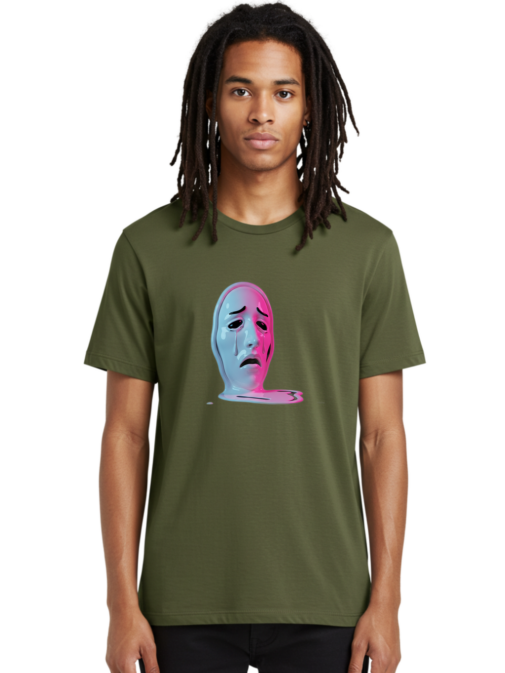 Melting-Tragedy-Mask Men'S Graphic Tee, 100% Cotton, Comfortable Casual Summer Wear, Machine Washable, Vintage Camera, Old Camera, Antique Camera, Black Camera, Classic Photography, Photography Equipment, Nostalgic Device, Film Camera, Bam875