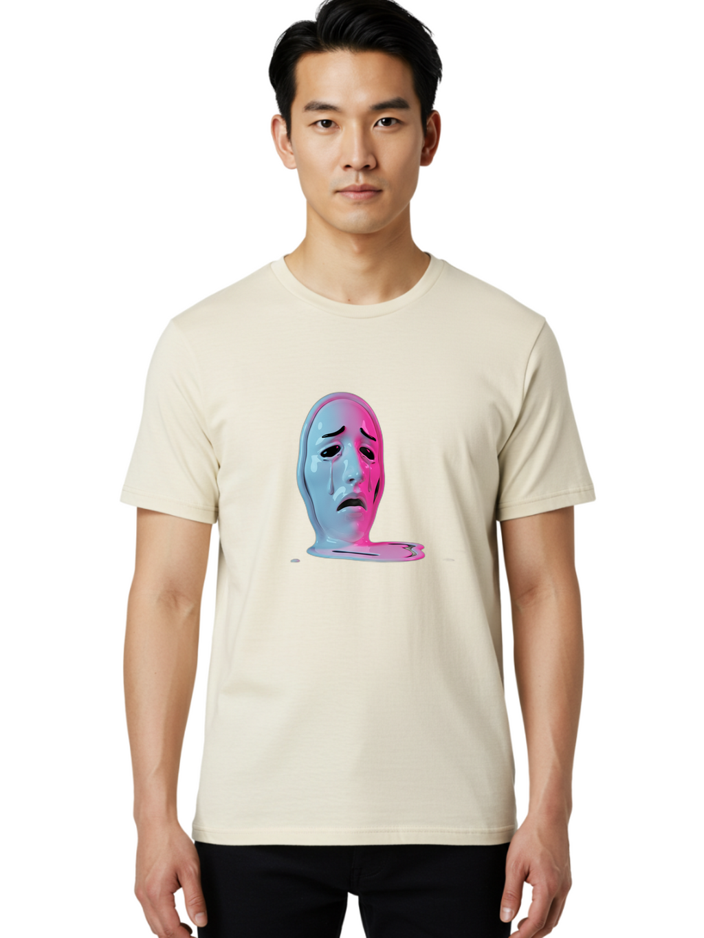Melting-Tragedy-Mask Men'S Graphic Tee, 100% Cotton, Comfortable Casual Summer Wear, Machine Washable, Vintage Camera, Old Camera, Antique Camera, Black Camera, Classic Photography, Photography Equipment, Nostalgic Device, Film Camera, Bam875