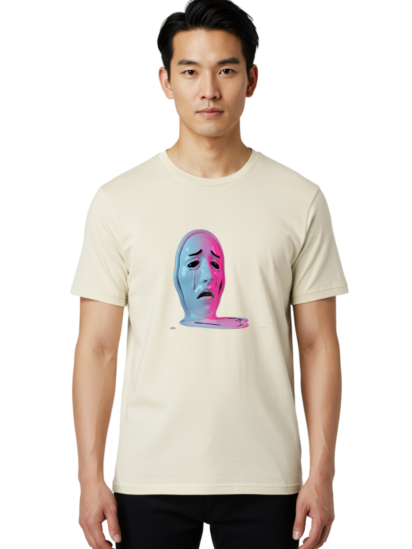 Melting-Tragedy-Mask Men'S Graphic Tee, 100% Cotton, Comfortable Casual Summer Wear, Machine Washable, Vintage Camera, Old Camera, Antique Camera, Black Camera, Classic Photography, Photography Equipment, Nostalgic Device, Film Camera, Bam875