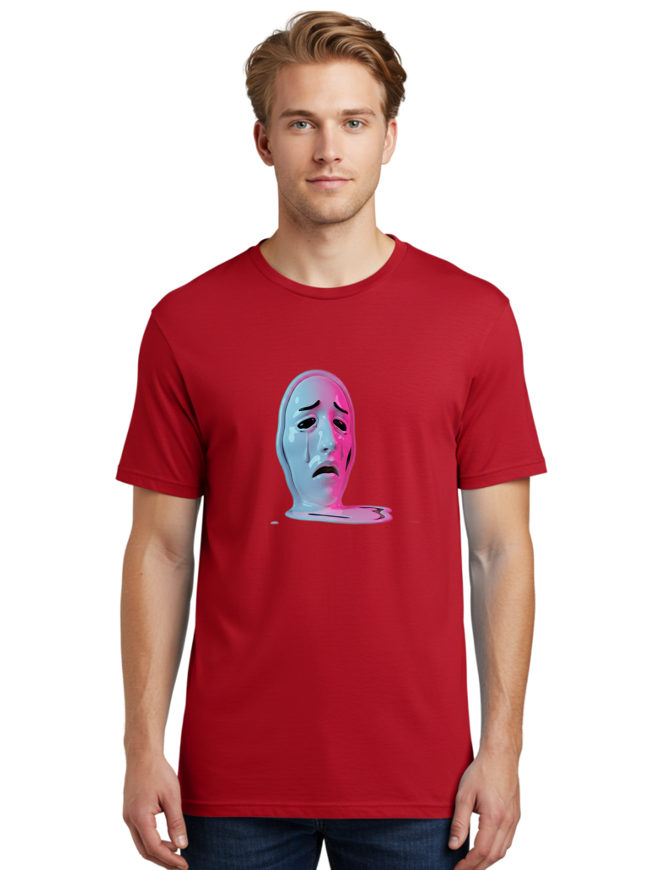 Melting-Tragedy-Mask Men'S Graphic Tee, 100% Cotton, Comfortable Casual Summer Wear, Machine Washable, Vintage Camera, Old Camera, Antique Camera, Black Camera, Classic Photography, Photography Equipment, Nostalgic Device, Film Camera, Bam875