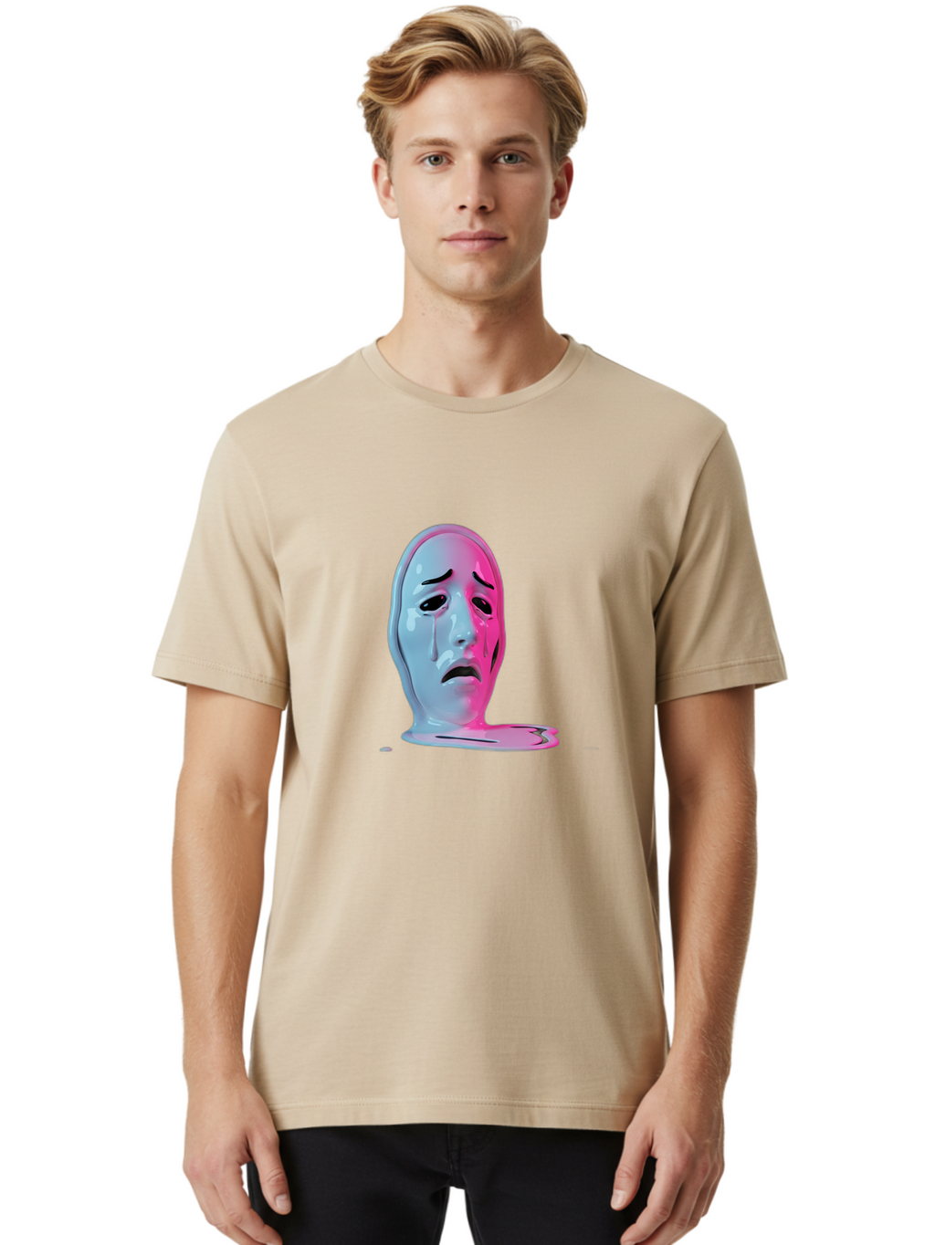 Melting-Tragedy-Mask Men'S Graphic Tee, 100% Cotton, Comfortable Casual Summer Wear, Machine Washable, Vintage Camera, Old Camera, Antique Camera, Black Camera, Classic Photography, Photography Equipment, Nostalgic Device, Film Camera, Bam875