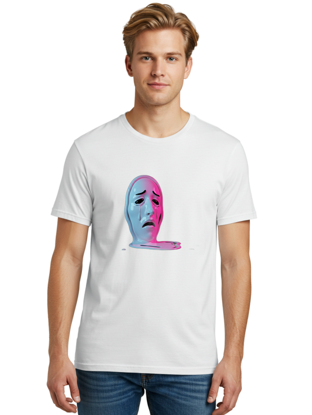 Melting-Tragedy-Mask Men'S Graphic Tee, 100% Cotton, Comfortable Casual Summer Wear, Machine Washable, Vintage Camera, Old Camera, Antique Camera, Black Camera, Classic Photography, Photography Equipment, Nostalgic Device, Film Camera, Bam875