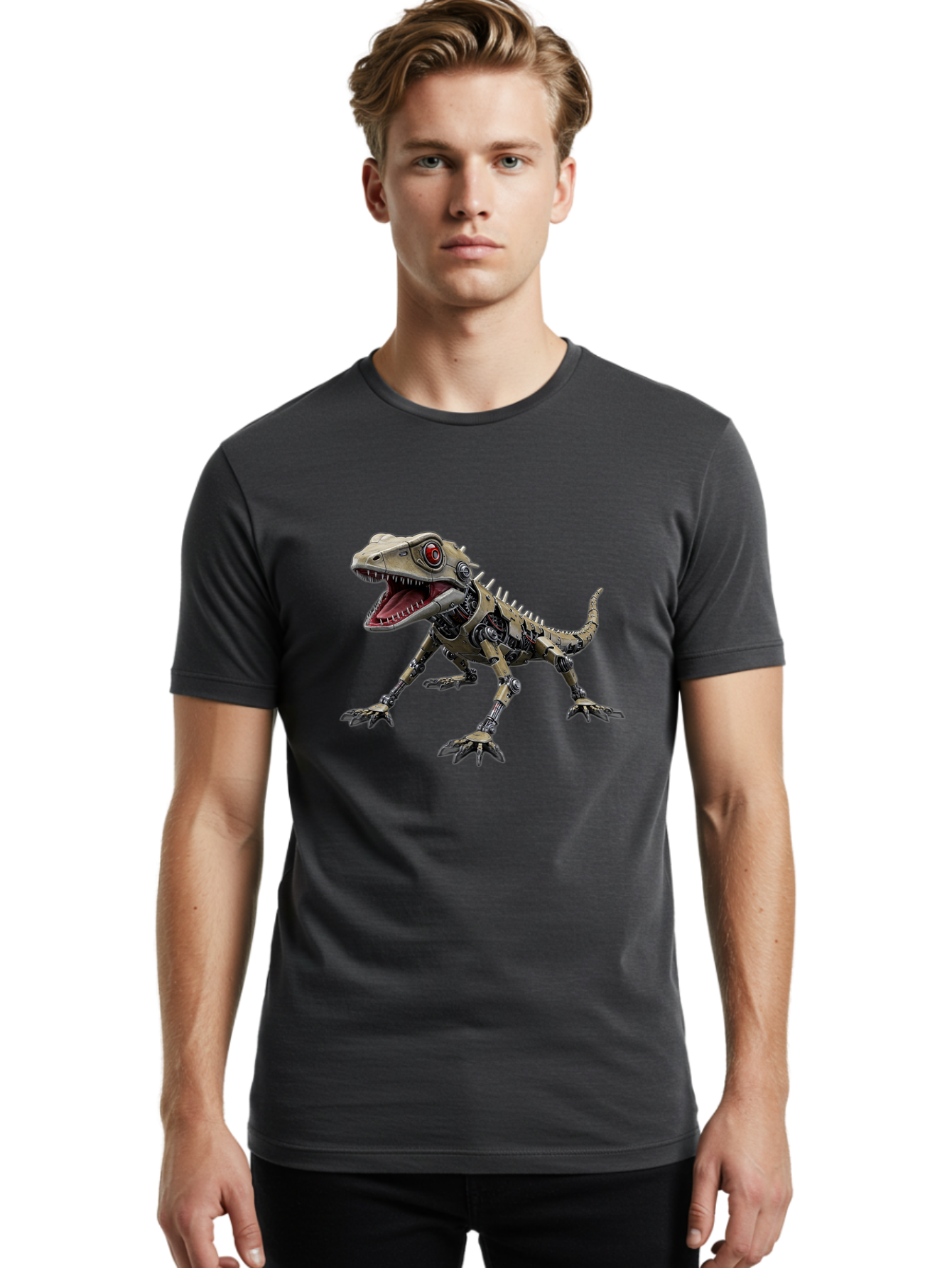 Metal-Dinosaur Men'S Graphic Tee, 100% Cotton, Comfortable Casual Summer Wear, Machine Washable, Vintage Camera, Old Camera, Antique Camera, Black Camera, Classic Photography, Photography Equipment, Nostalgic Device, Film Camera, Camera Art Bam878