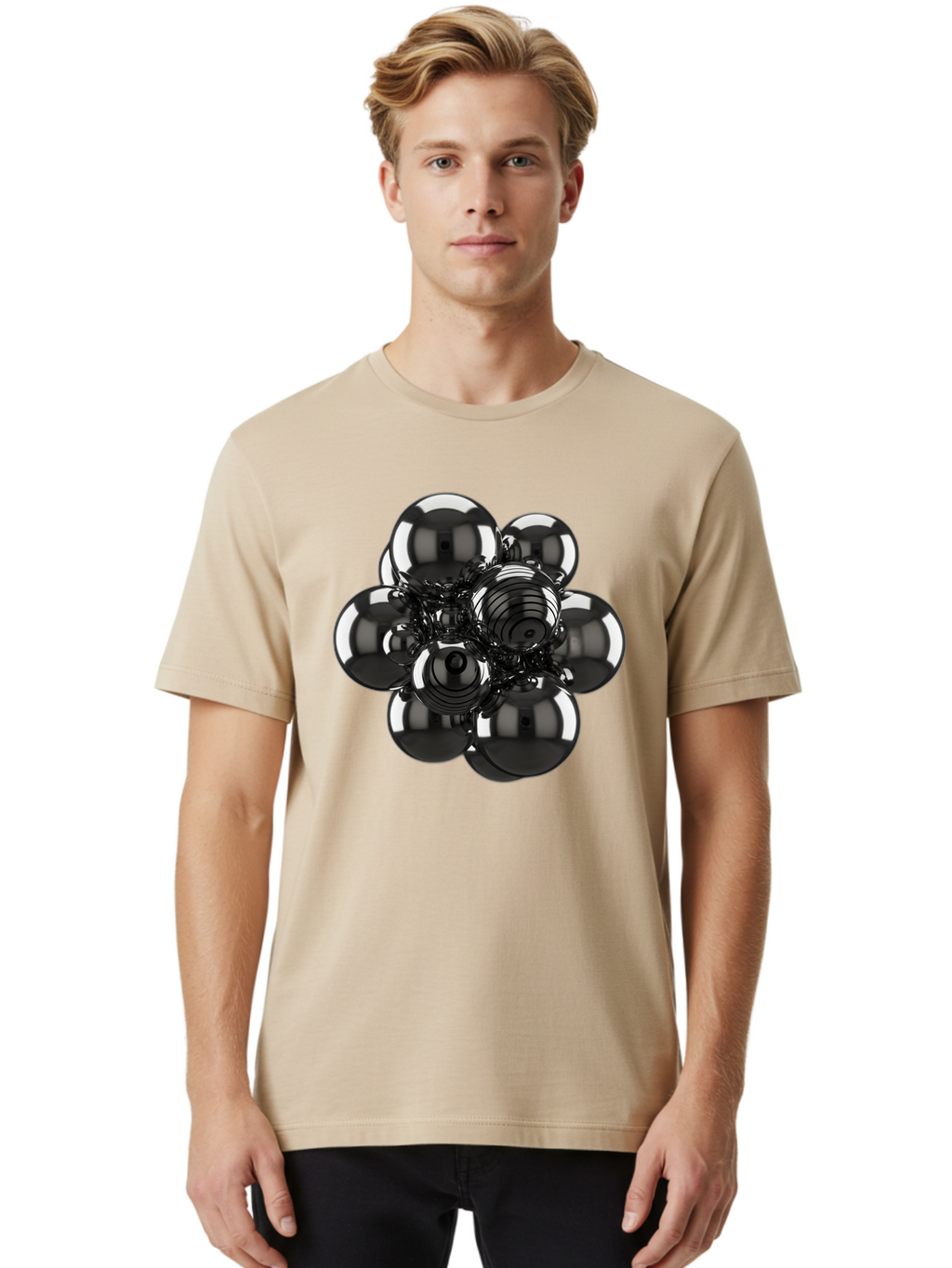 Metallic-Spheres-Cluster Men'S Graphic Tee, 100% Cotton, Comfortable Casual Summer Wear, Machine Washable, Vintage Camera, Old Camera, Antique Camera, Black Camera, Classic Photography, Photography Equipment, Nostalgic Device, Film Camera, Bam881